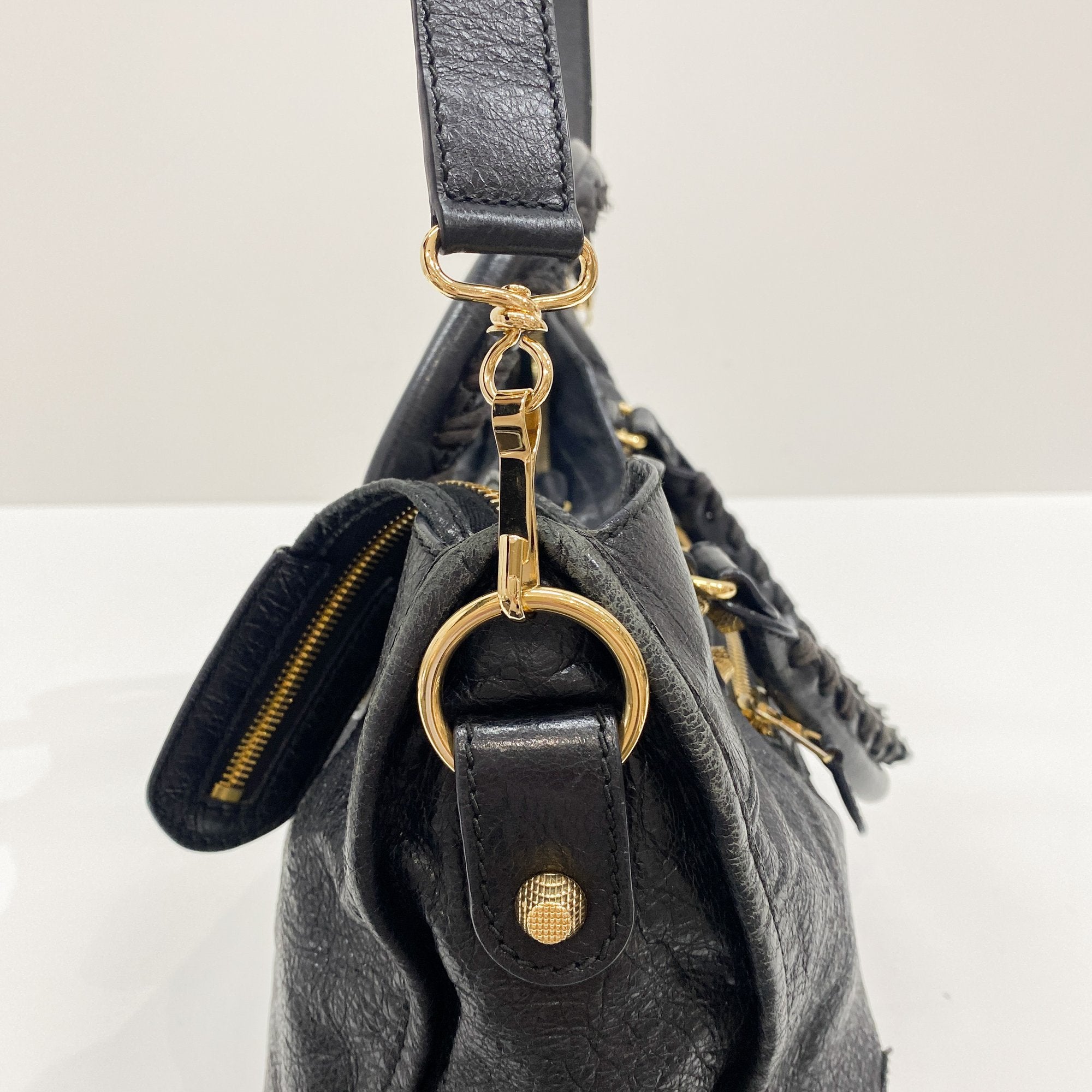 The City Black Leather Two Way Bag