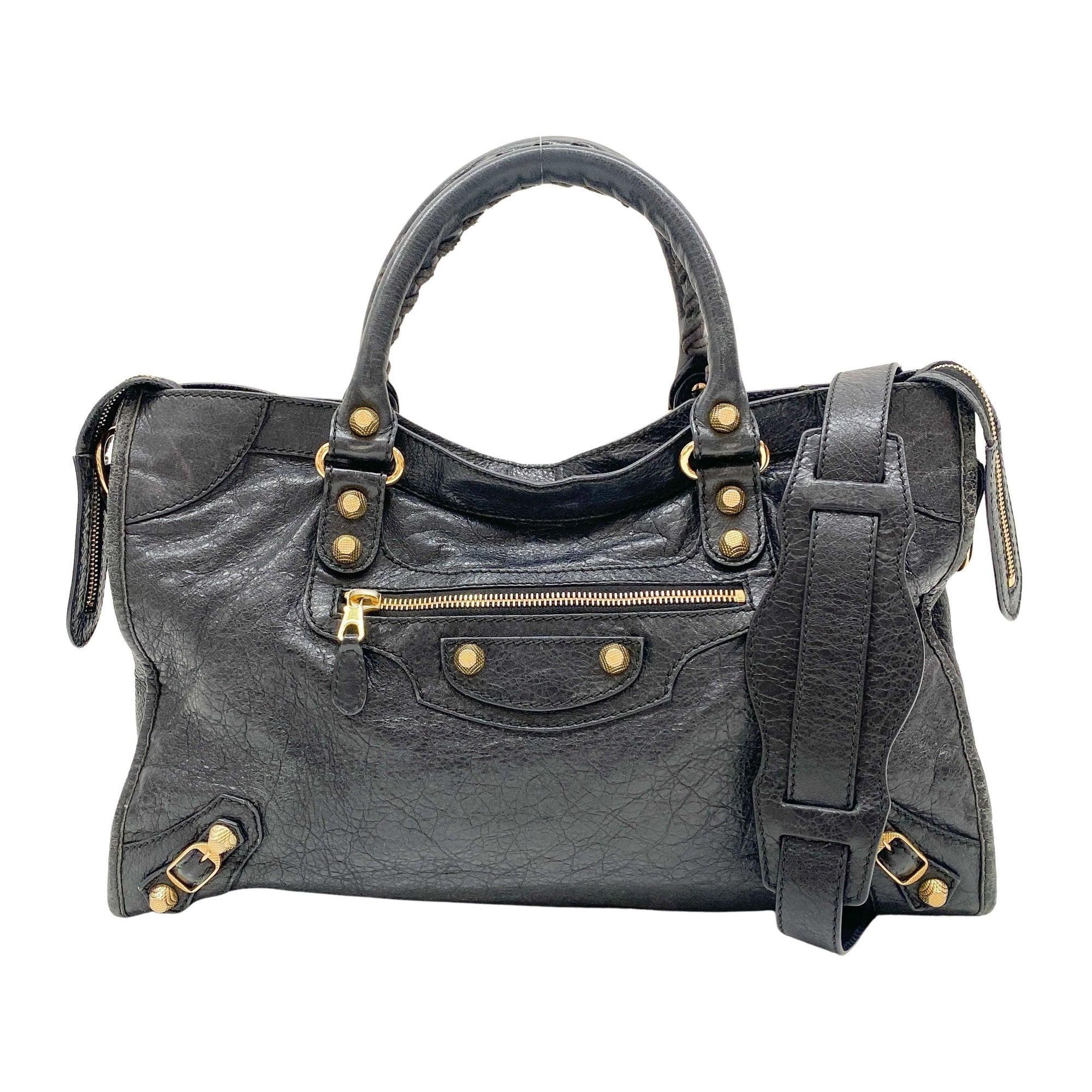 The City Black Leather Two Way Bag