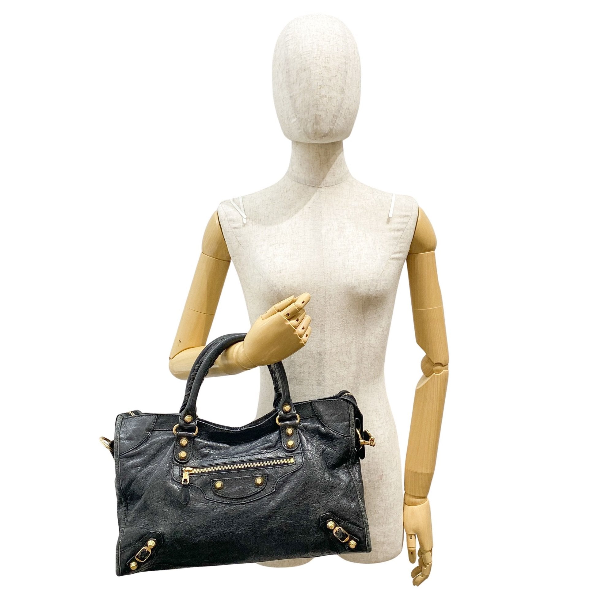 The City Black Leather Two Way Bag