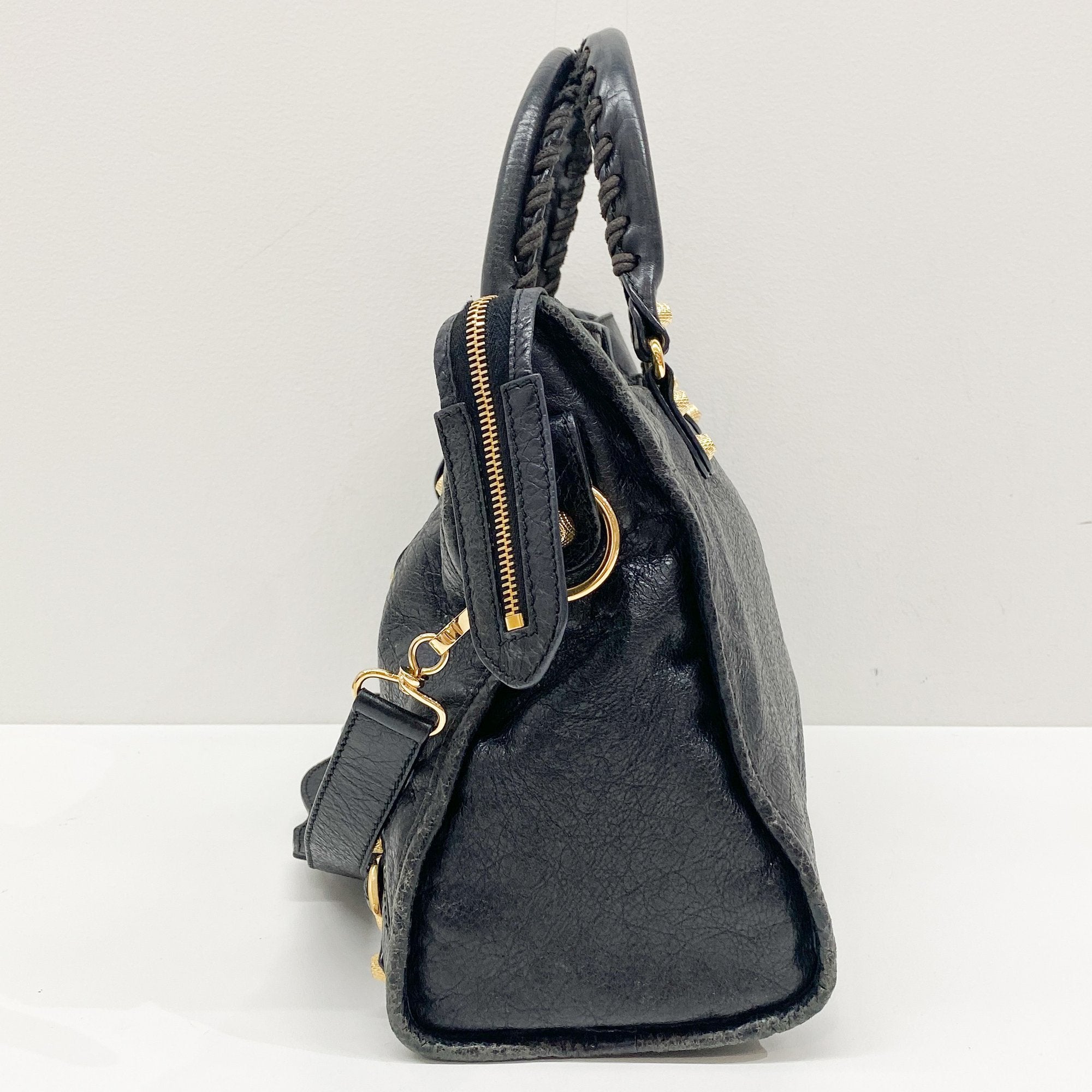 The City Black Leather Two Way Bag