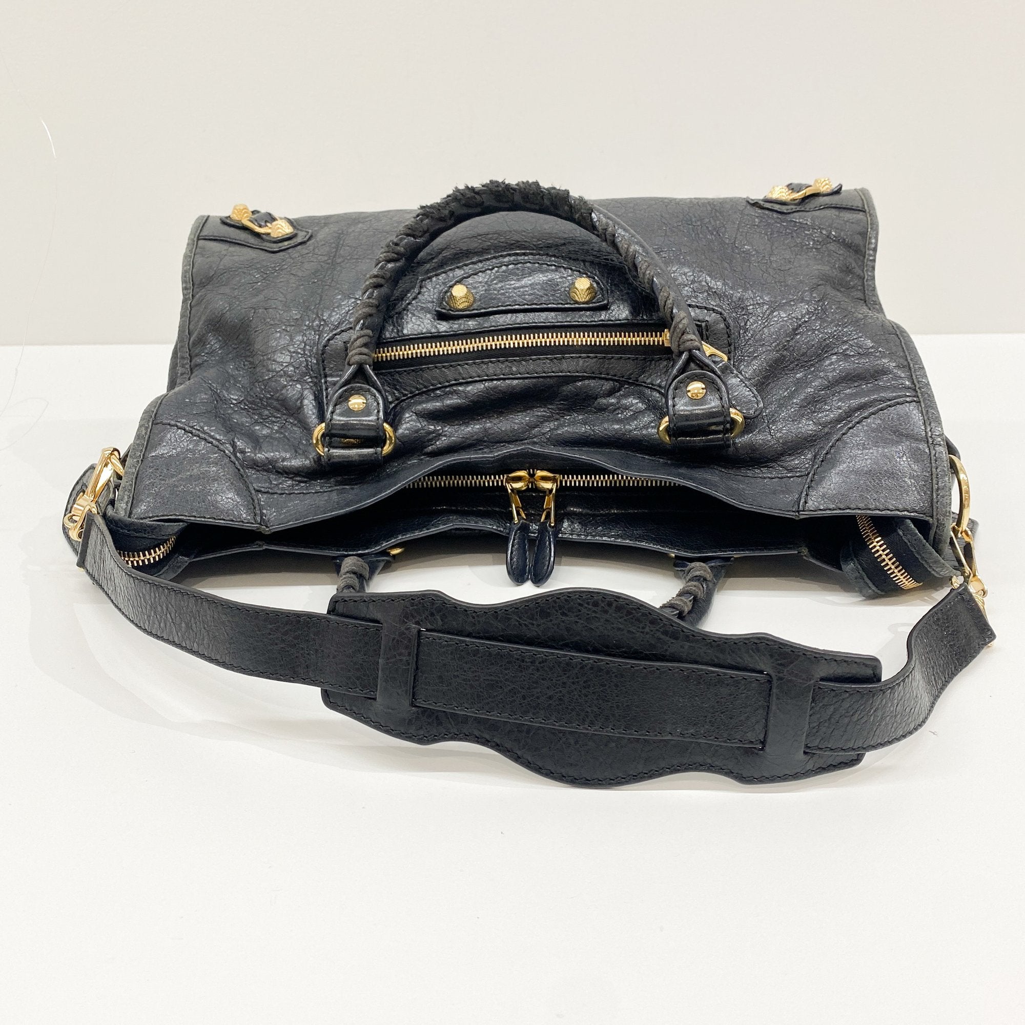 The City Black Leather Two Way Bag