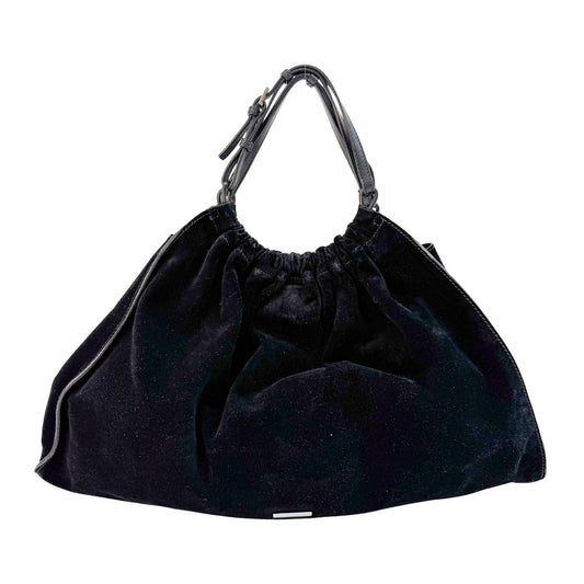 Black Suede Handle Bag