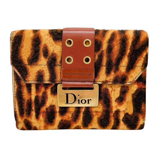 Brown Leopard Pony Hair Clutch Bag