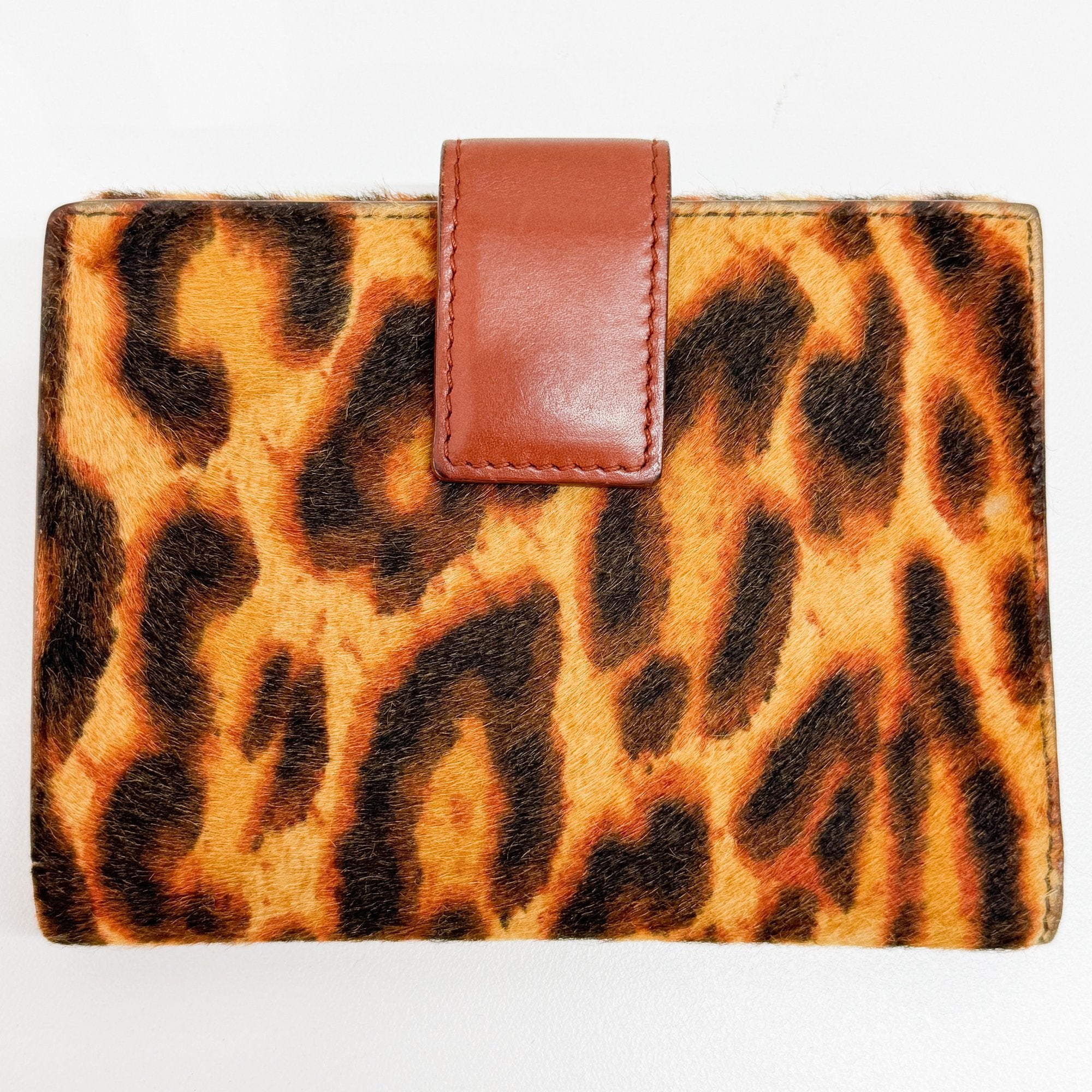 Brown Leopard Pony Hair Clutch Bag