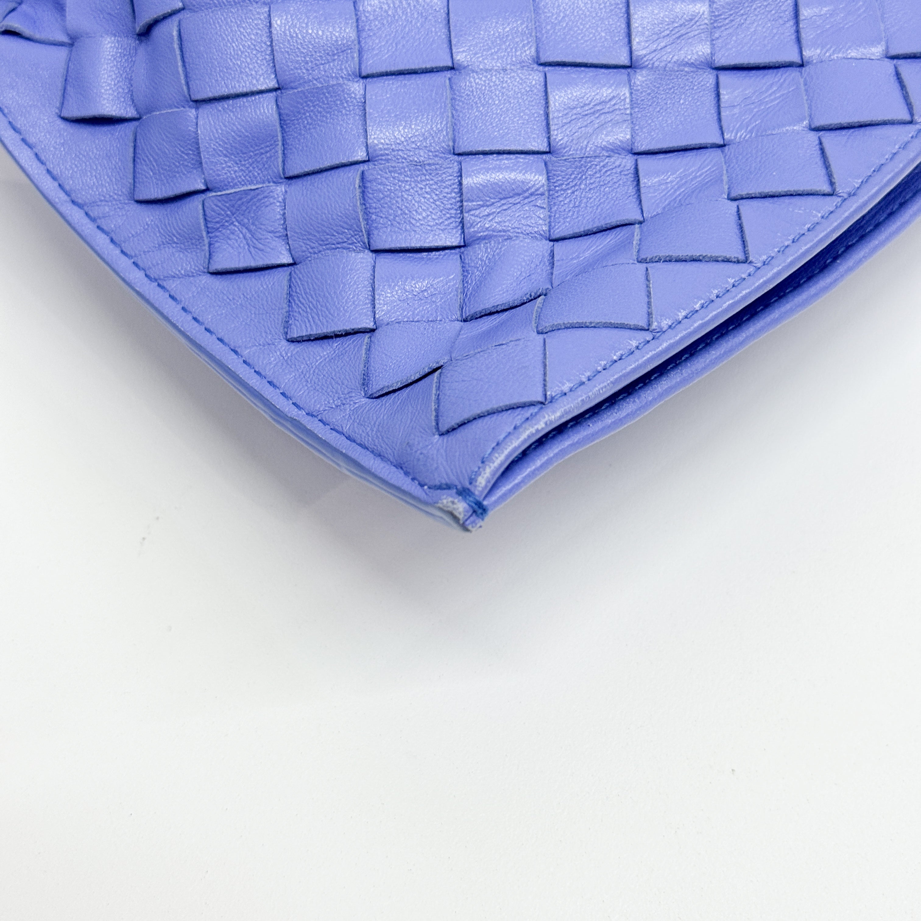 Intrecciato Blue Leather Hand Bag