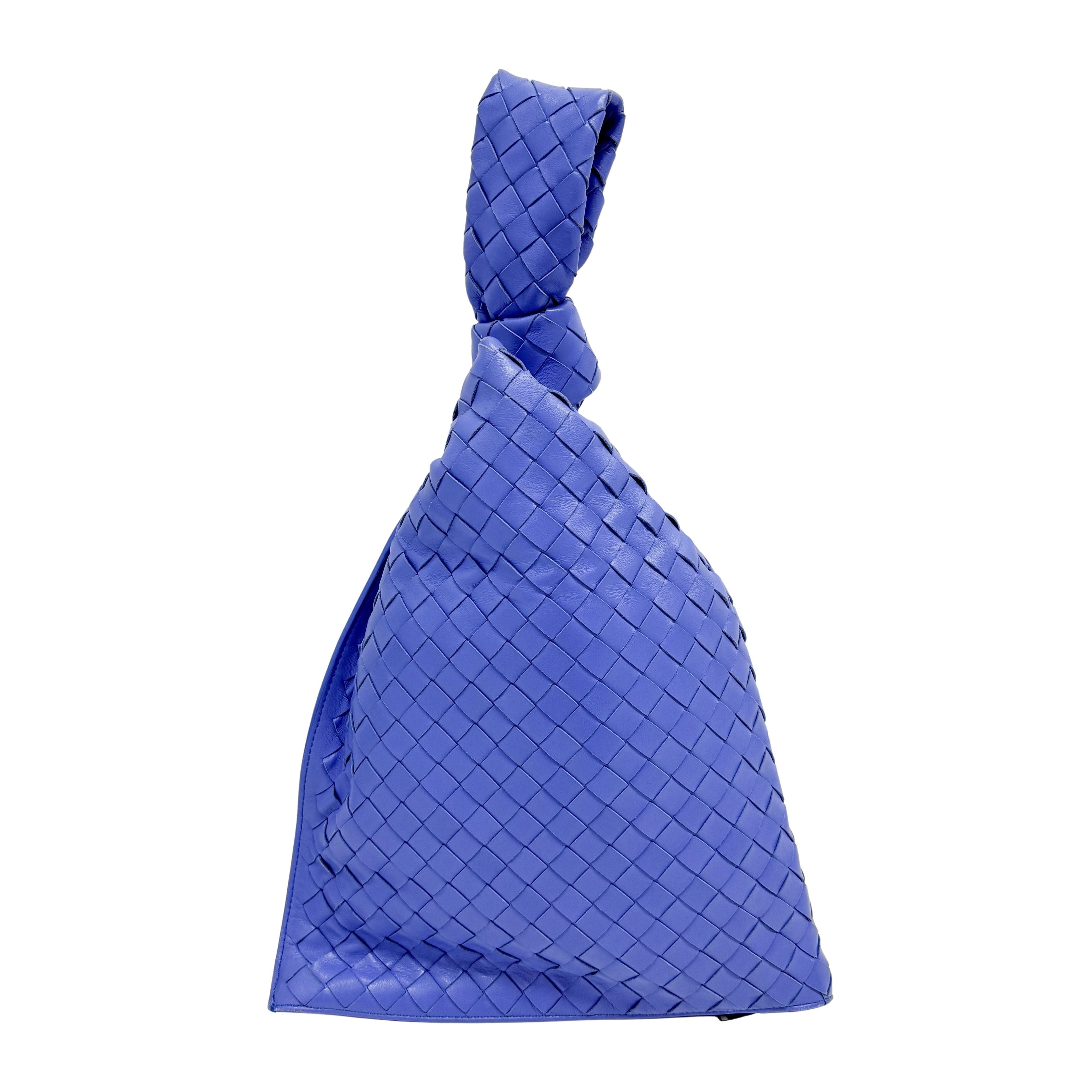 Intrecciato Blue Leather Hand Bag