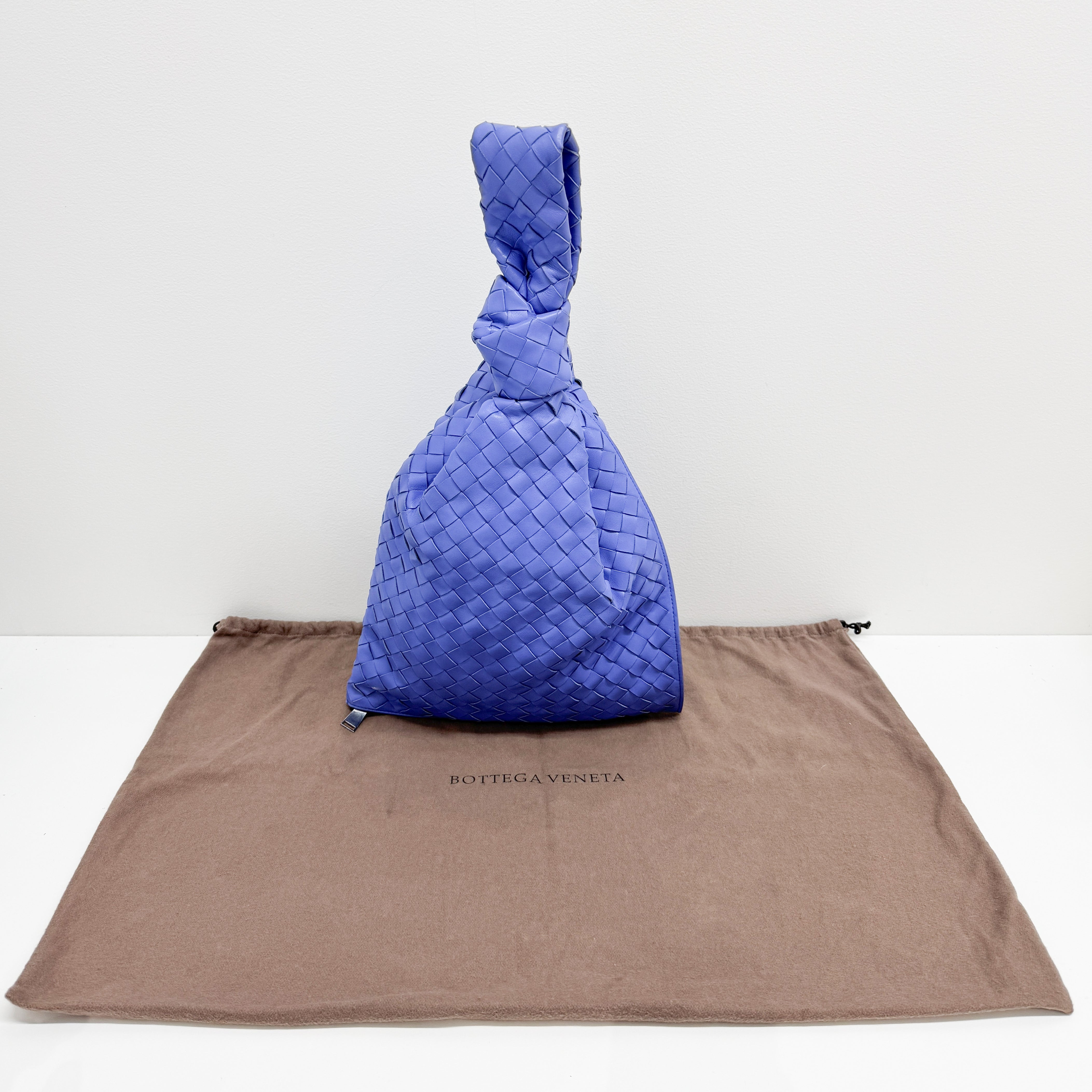 Intrecciato Blue Leather Hand Bag