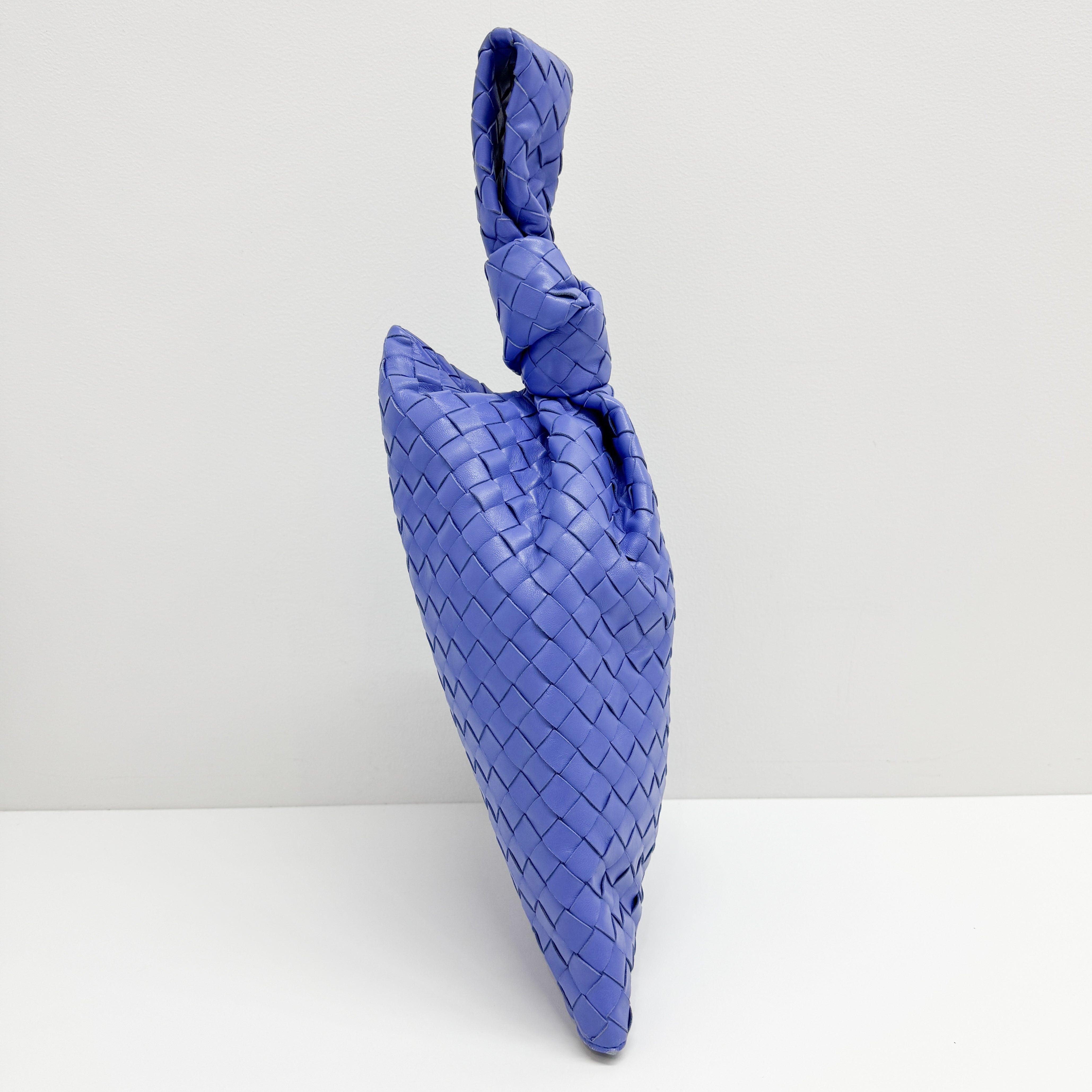 Intrecciato Blue Leather Hand Bag