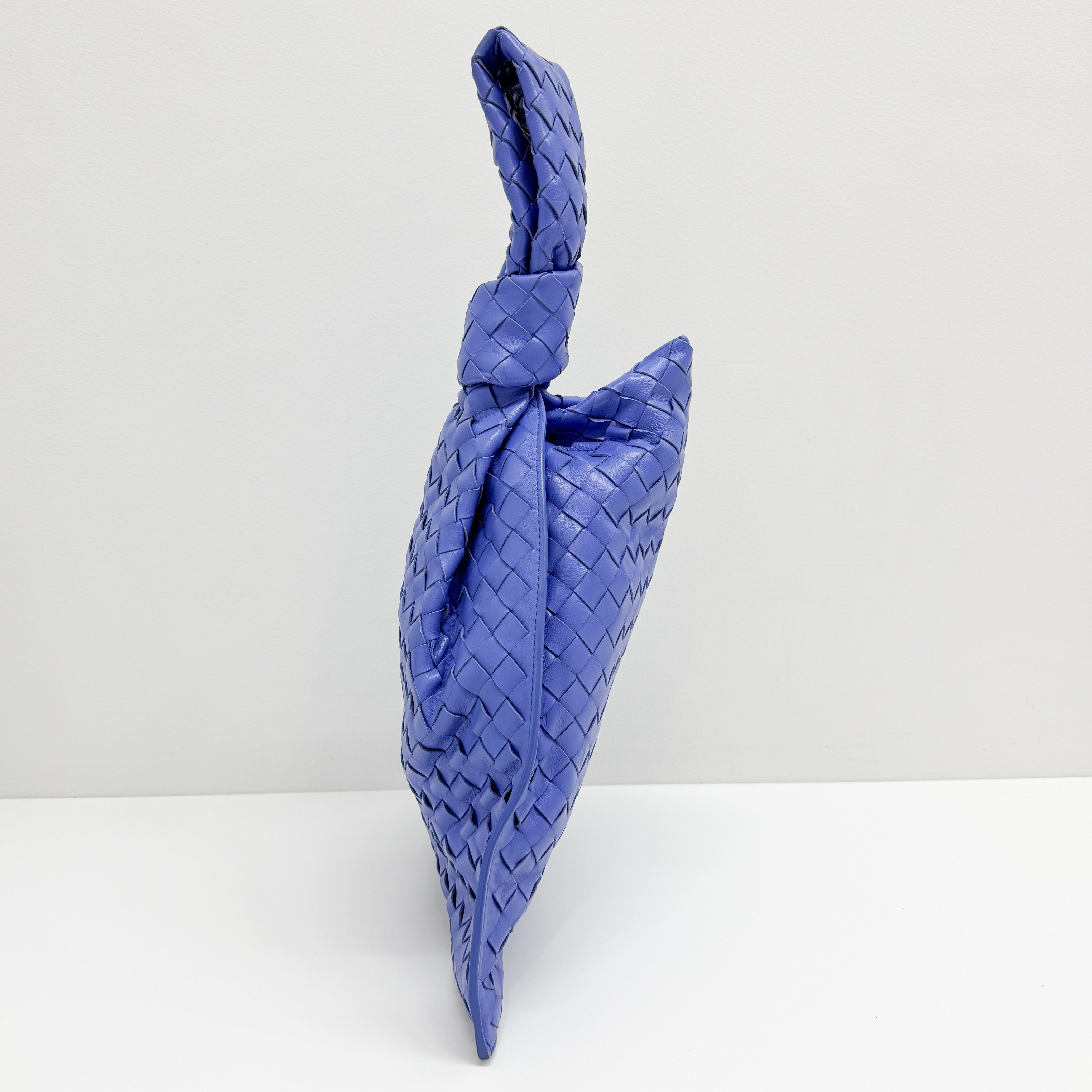 Intrecciato Blue Leather Hand Bag