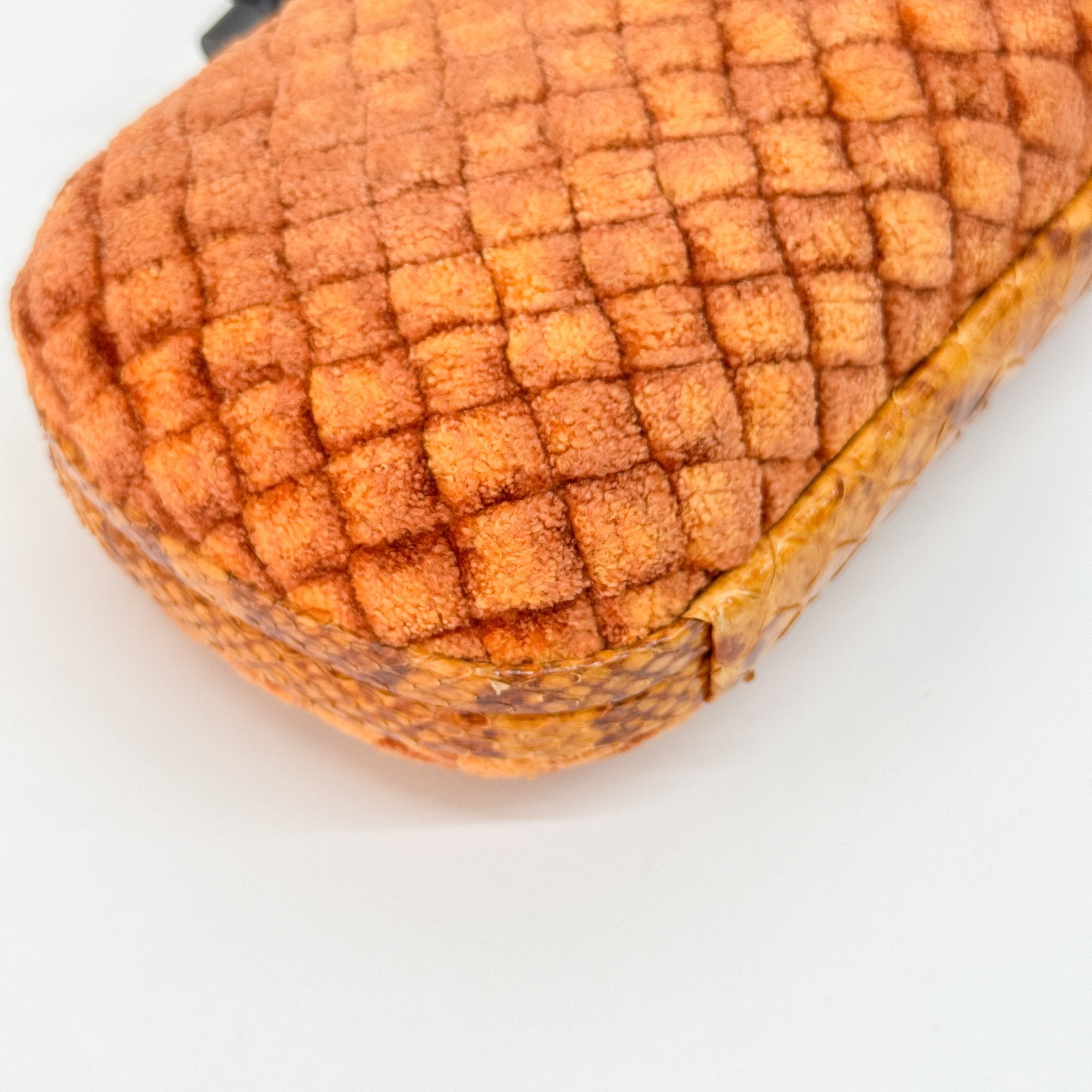 Embossed Python Lining Orange Intrecciato Knot Clutch