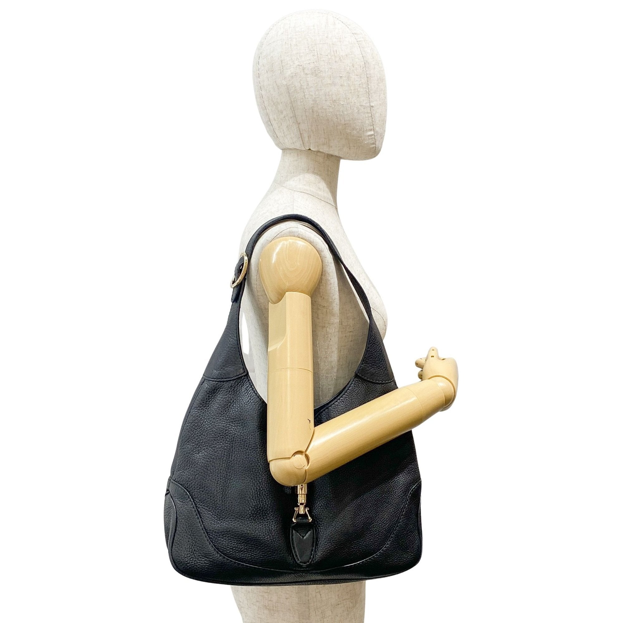 New Jackie Black Leather Shoulder Bag 1961