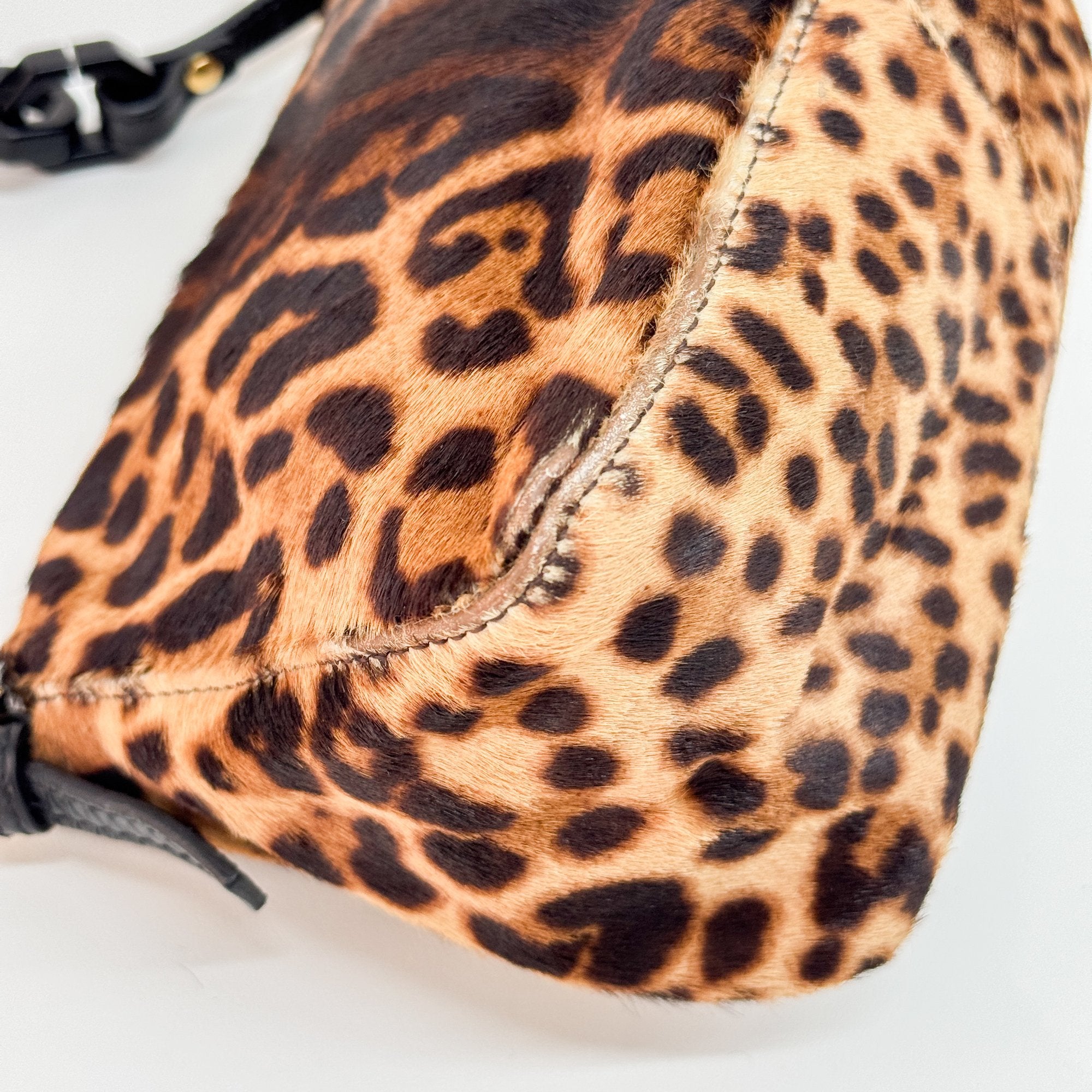 Mini Mamma Baguette Brown Leopard Pony Hair Shoulder Bag