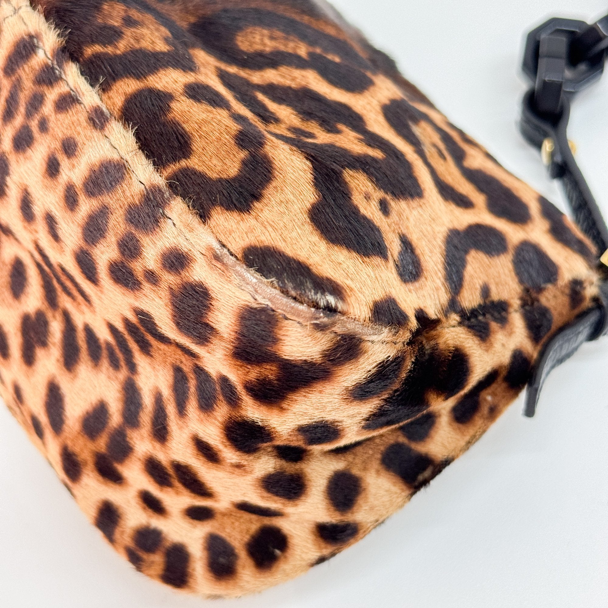 Mini Mamma Baguette Brown Leopard Pony Hair Shoulder Bag