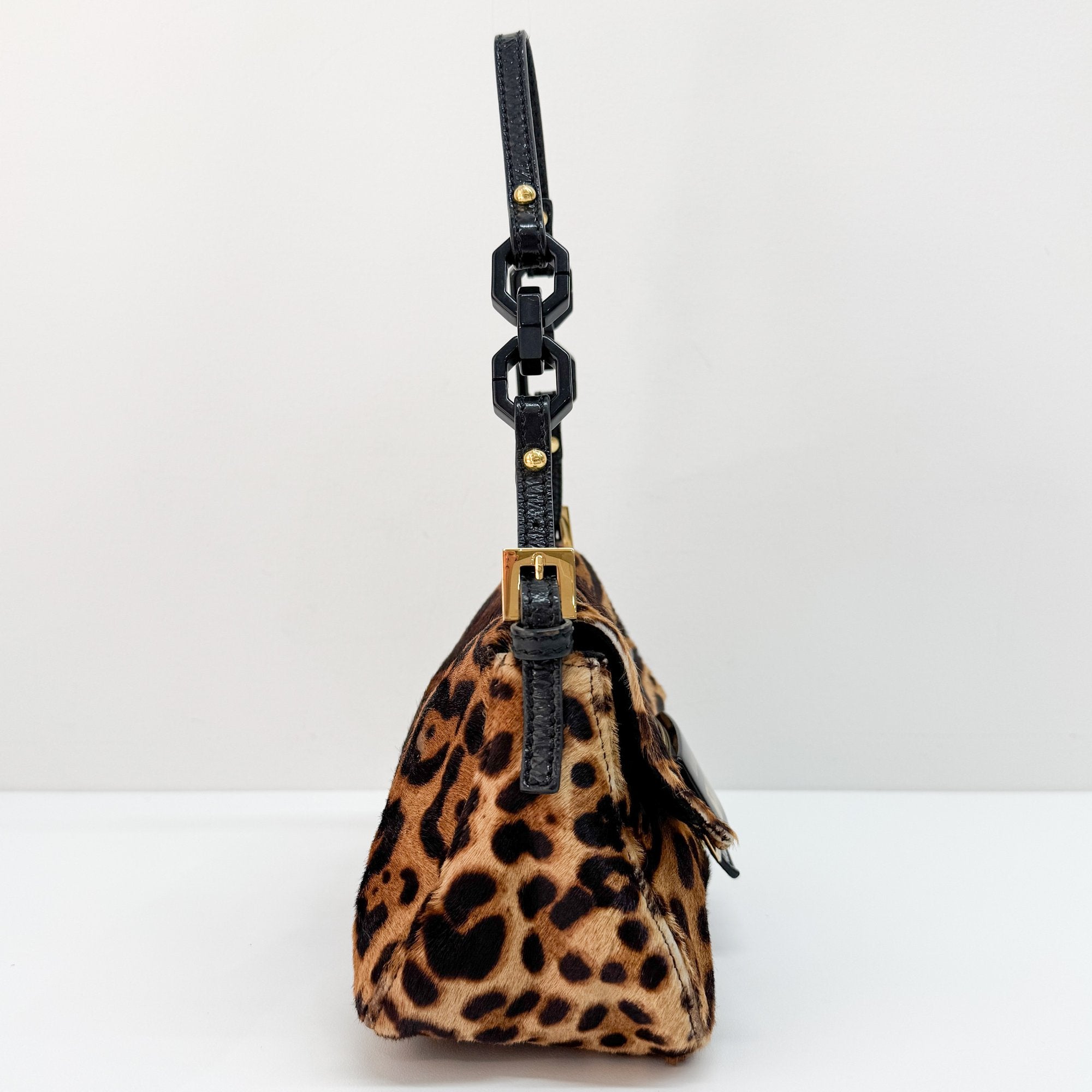 Mini Mamma Baguette Brown Leopard Pony Hair Shoulder Bag