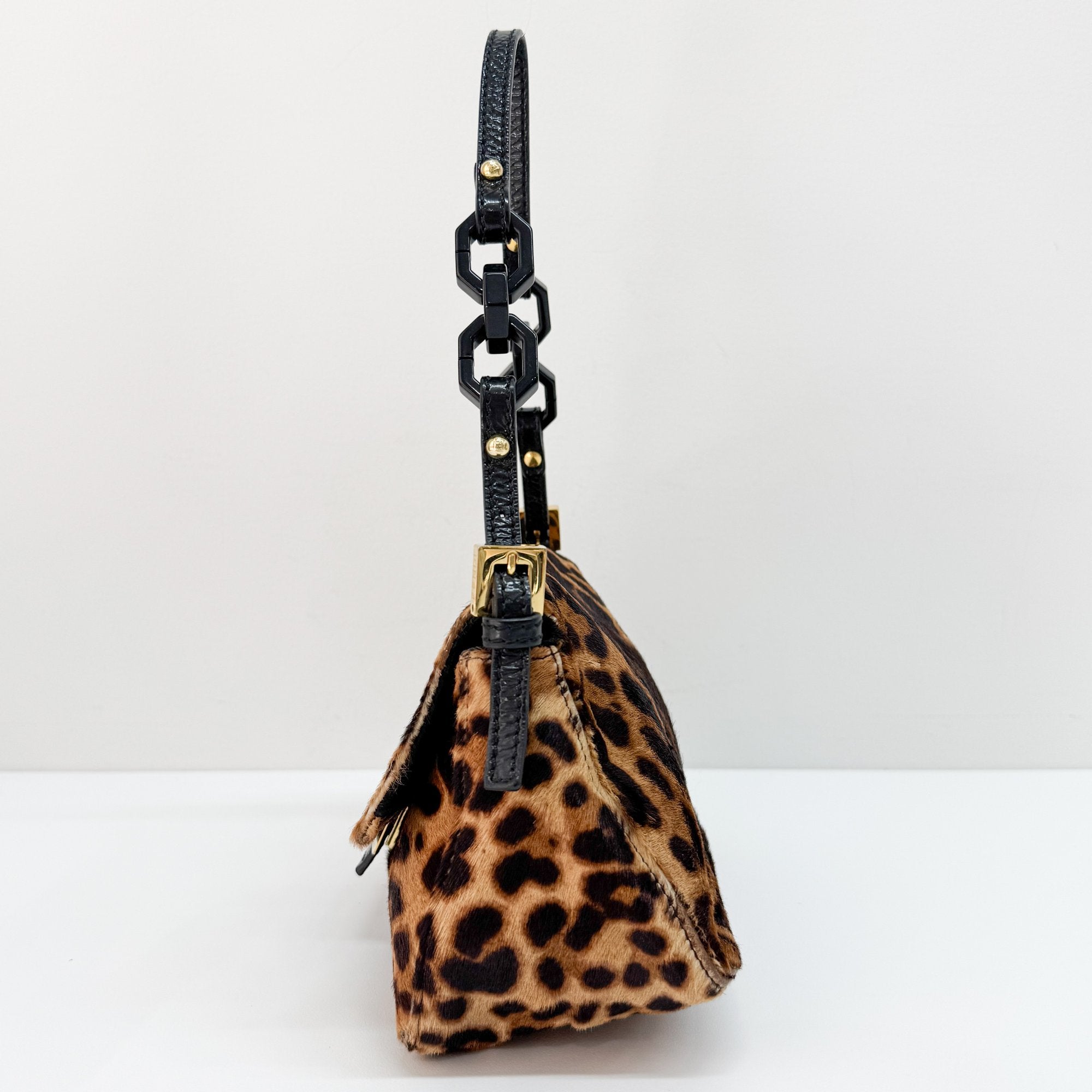 Mini Mamma Baguette Brown Leopard Pony Hair Shoulder Bag