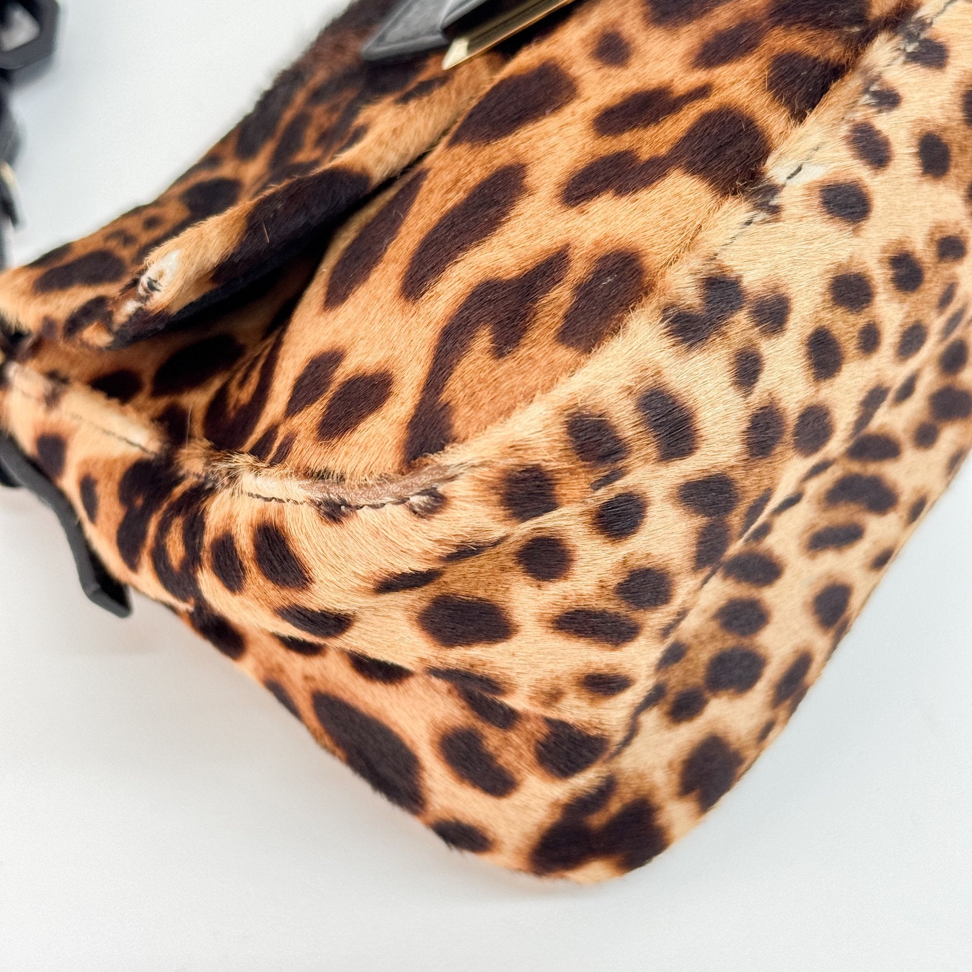Mini Mamma Baguette Brown Leopard Pony Hair Shoulder Bag