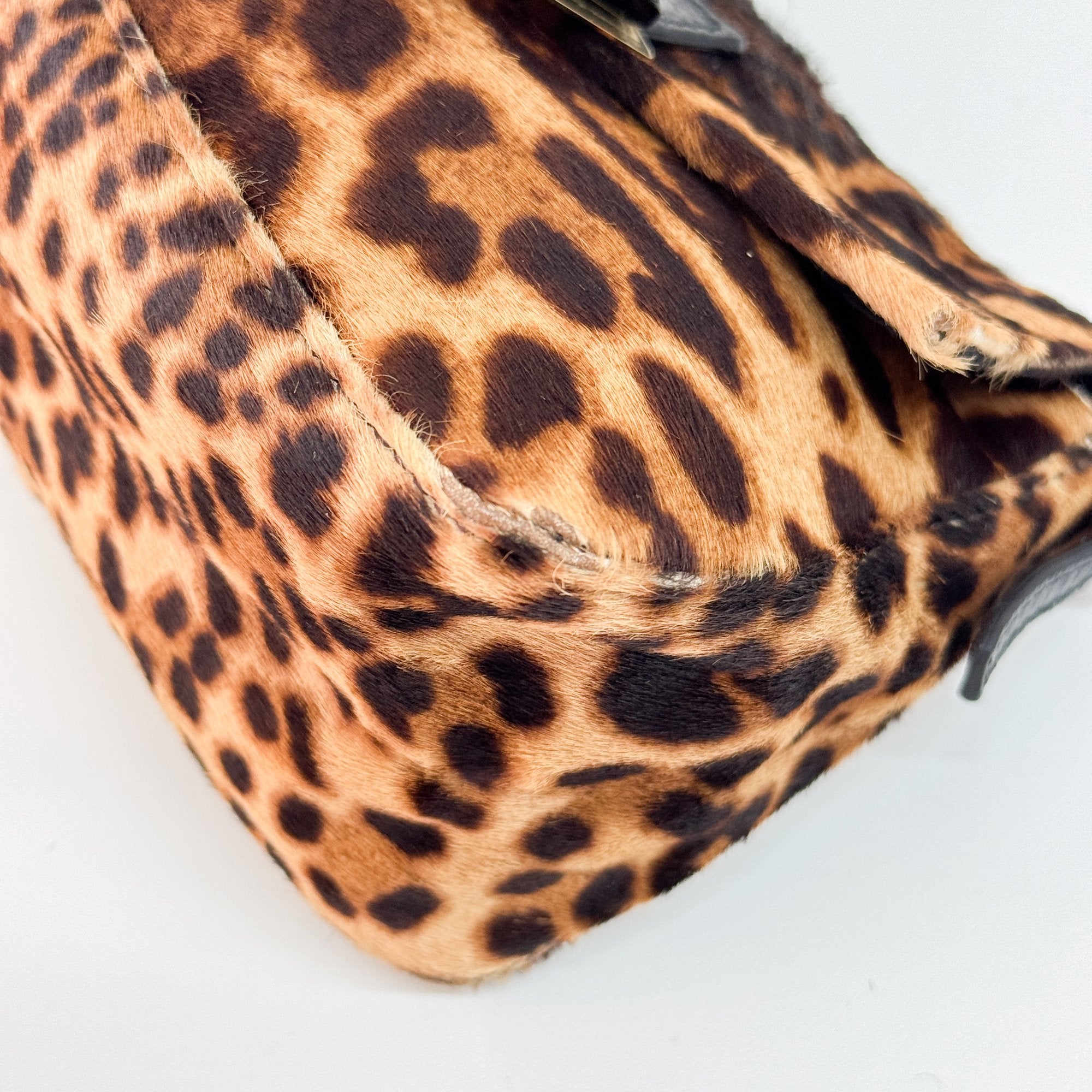 Mini Mamma Baguette Brown Leopard Pony Hair Shoulder Bag