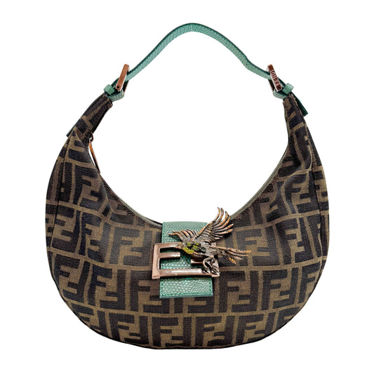 Croissant Brown Canvas Shoulder Bag