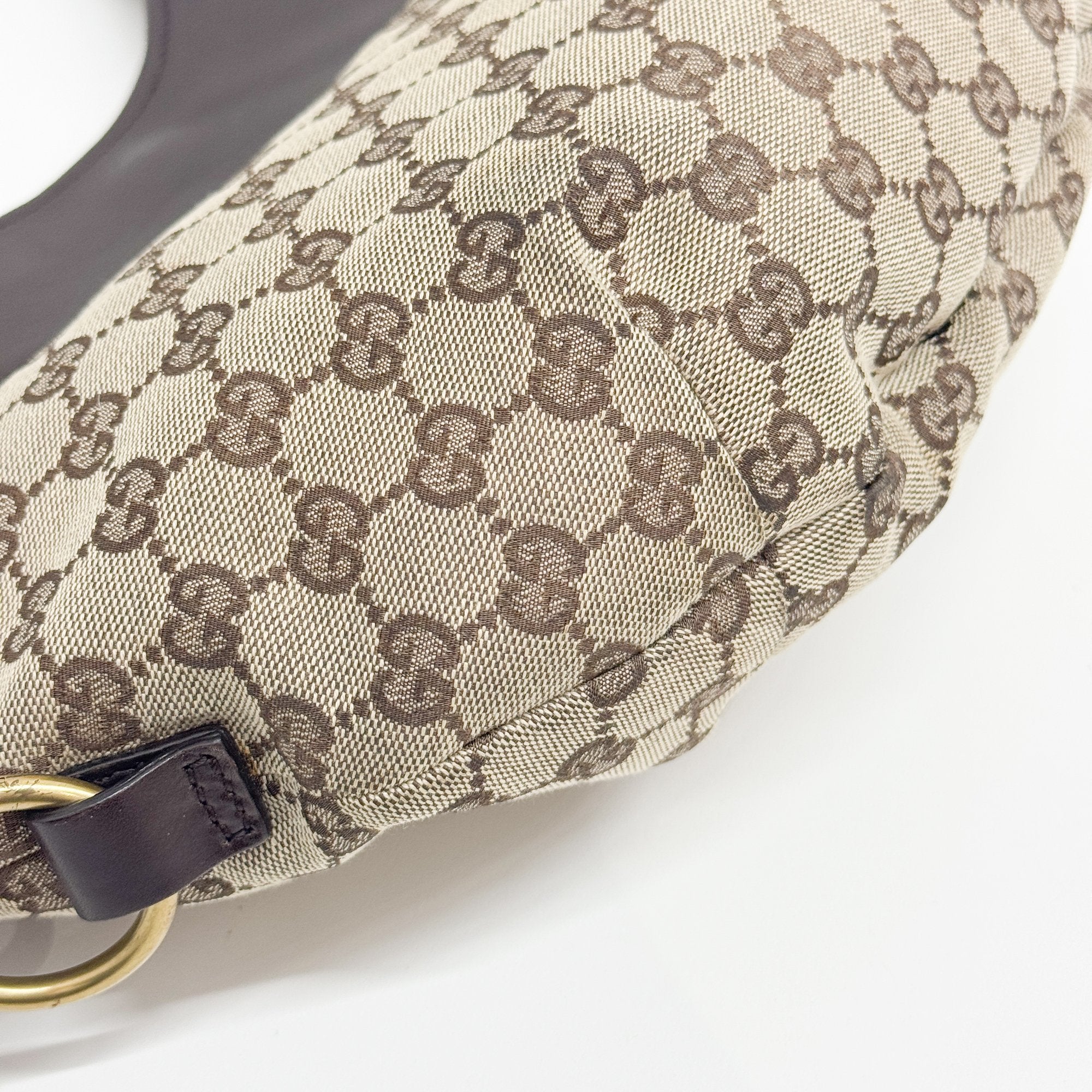 GG Half Moon Brown Canvas Hobo Bag