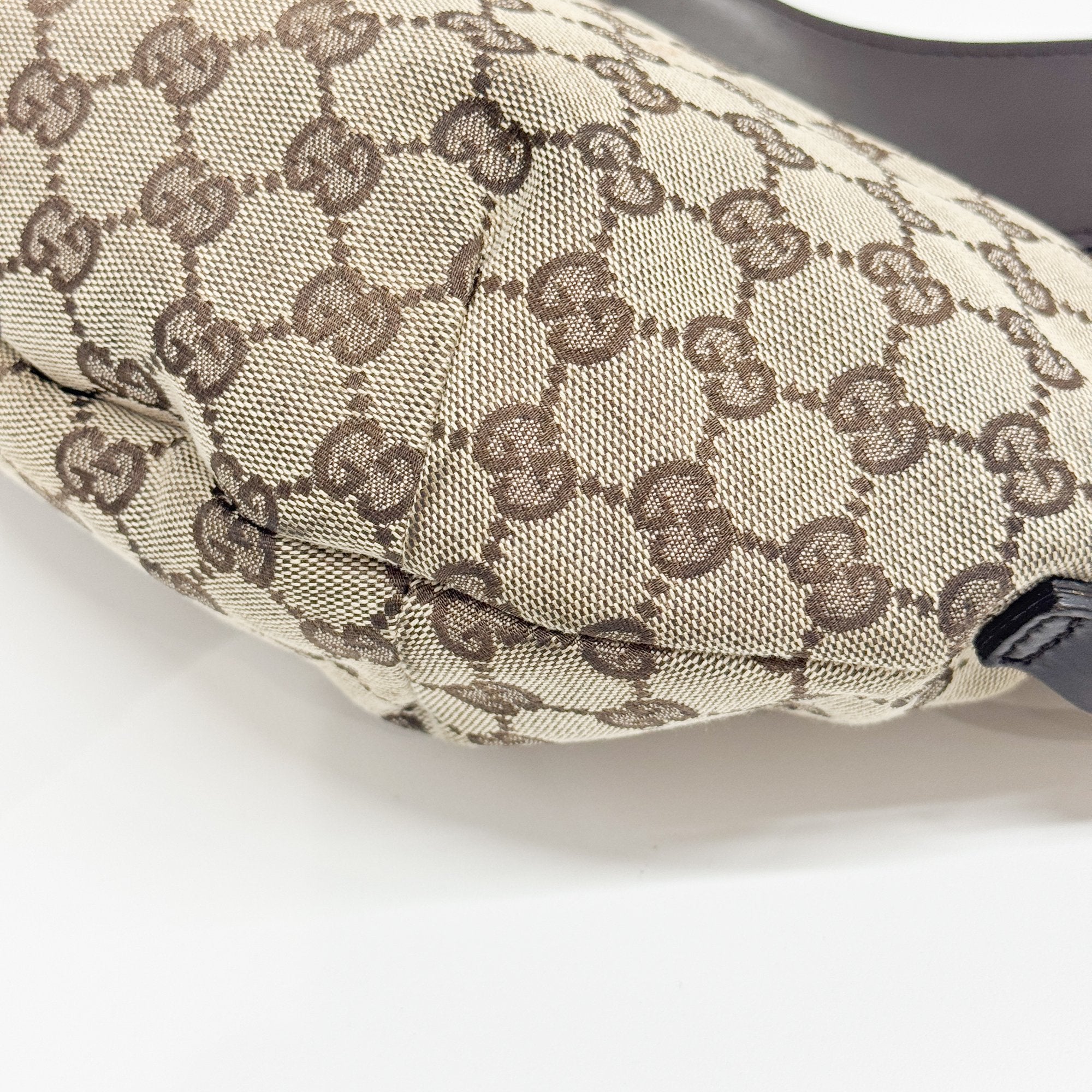 GG Half Moon Brown Canvas Hobo Bag