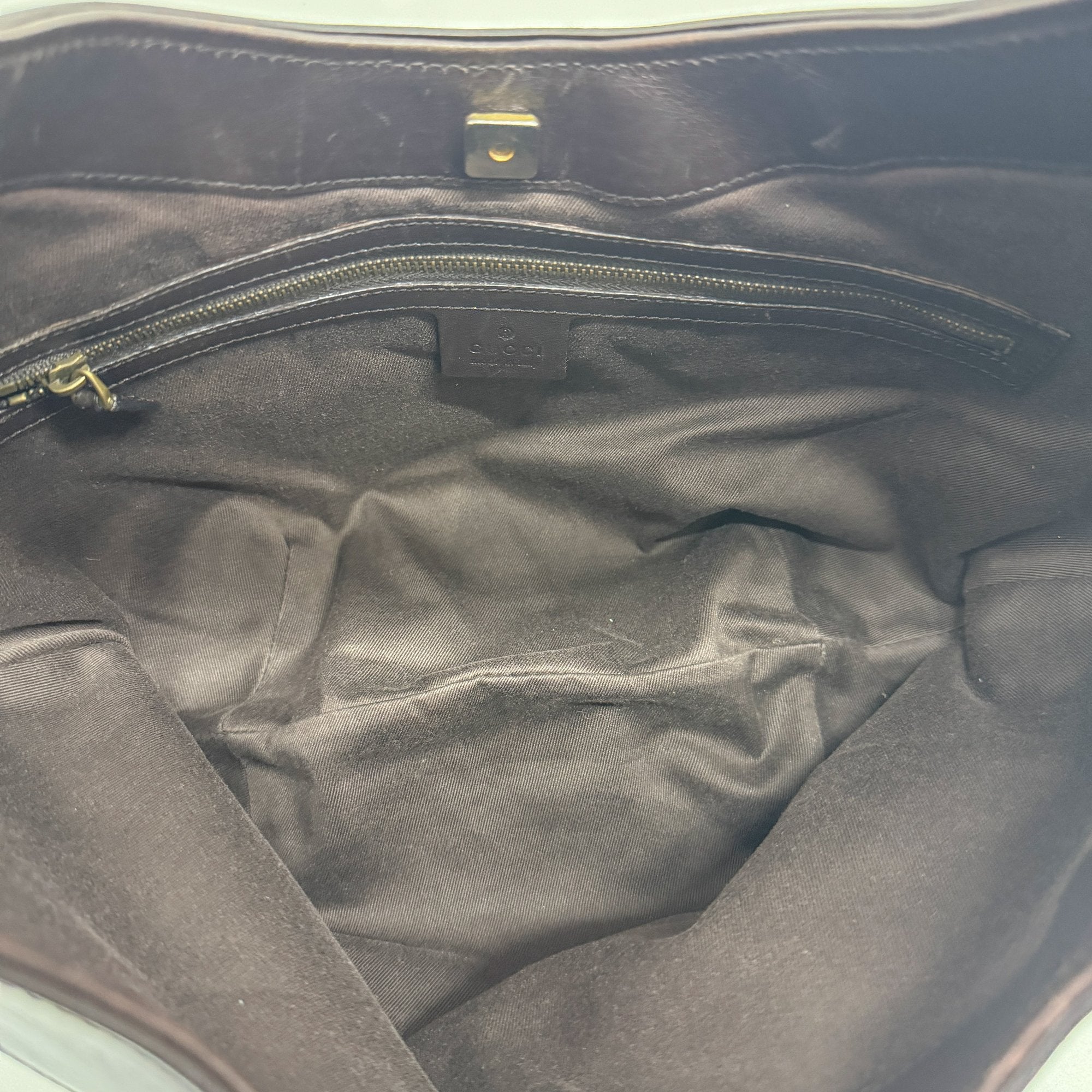 GG Half Moon Brown Canvas Hobo Bag