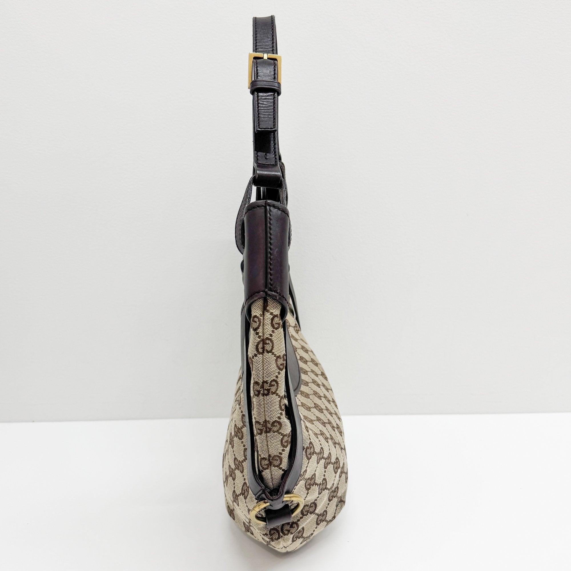 GG Half Moon Brown Canvas Hobo Bag