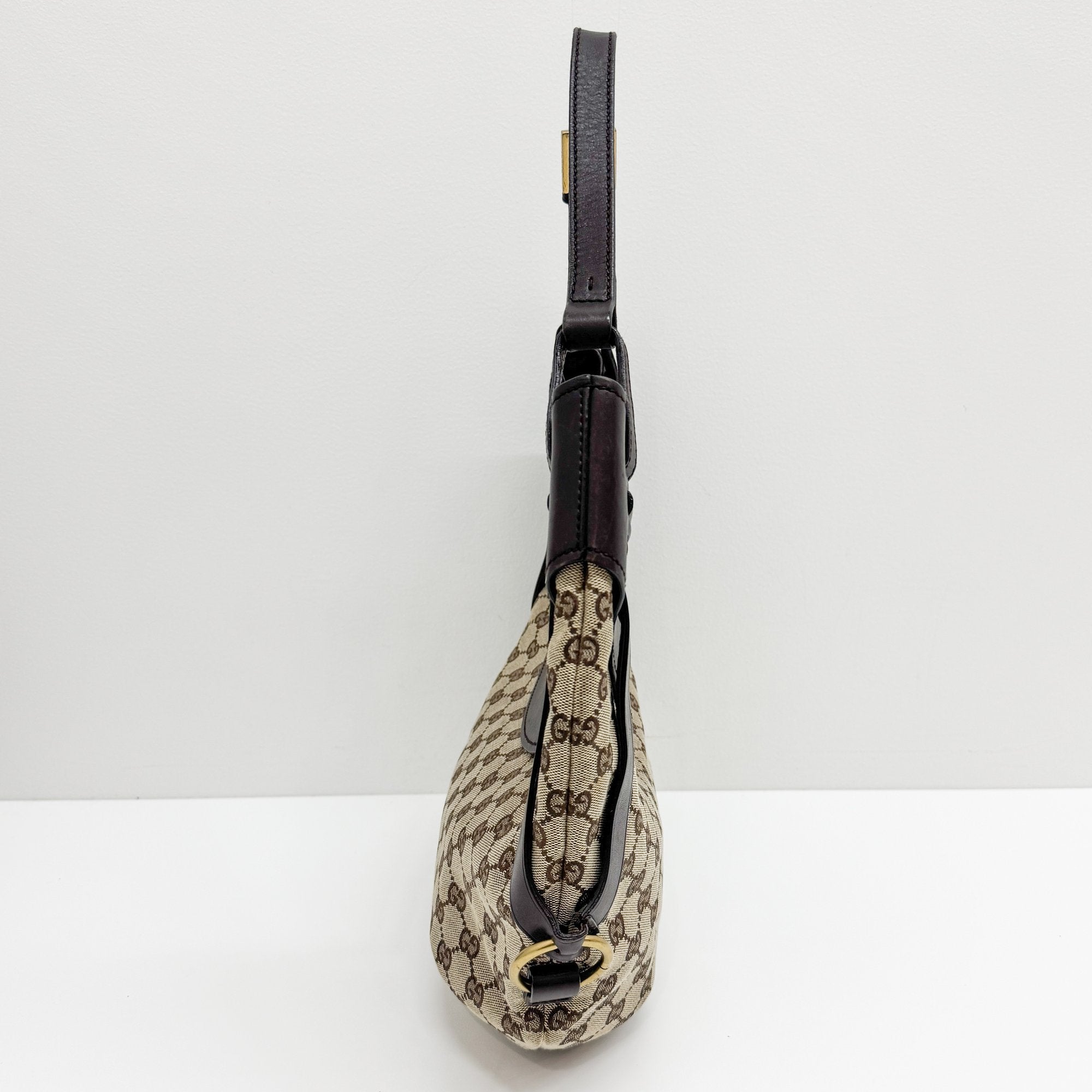 GG Half Moon Brown Canvas Hobo Bag