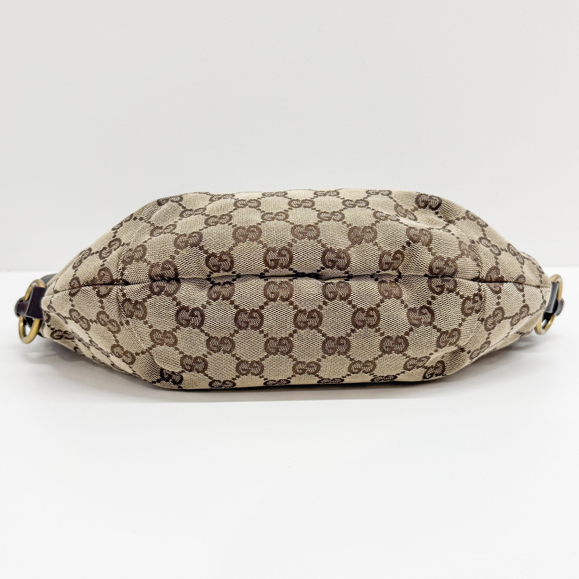 GG Half Moon Brown Canvas Hobo Bag