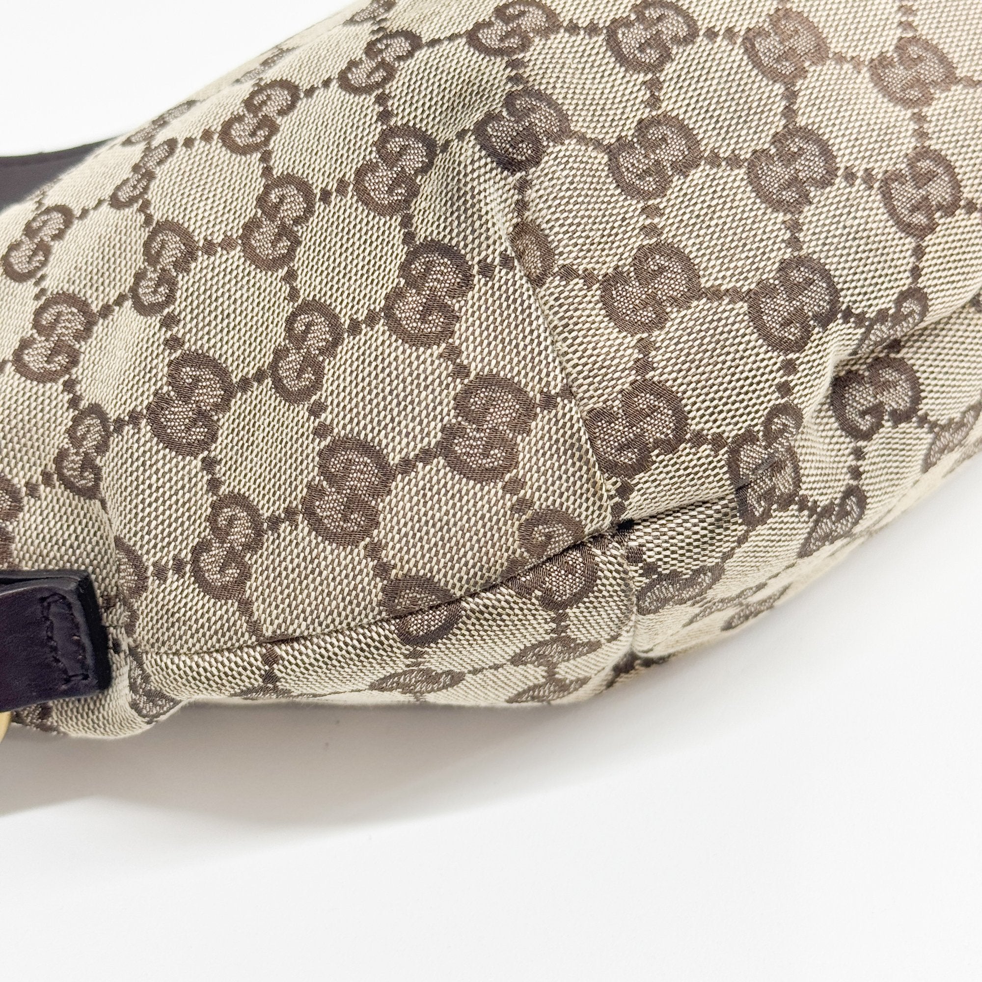 GG Half Moon Brown Canvas Hobo Bag