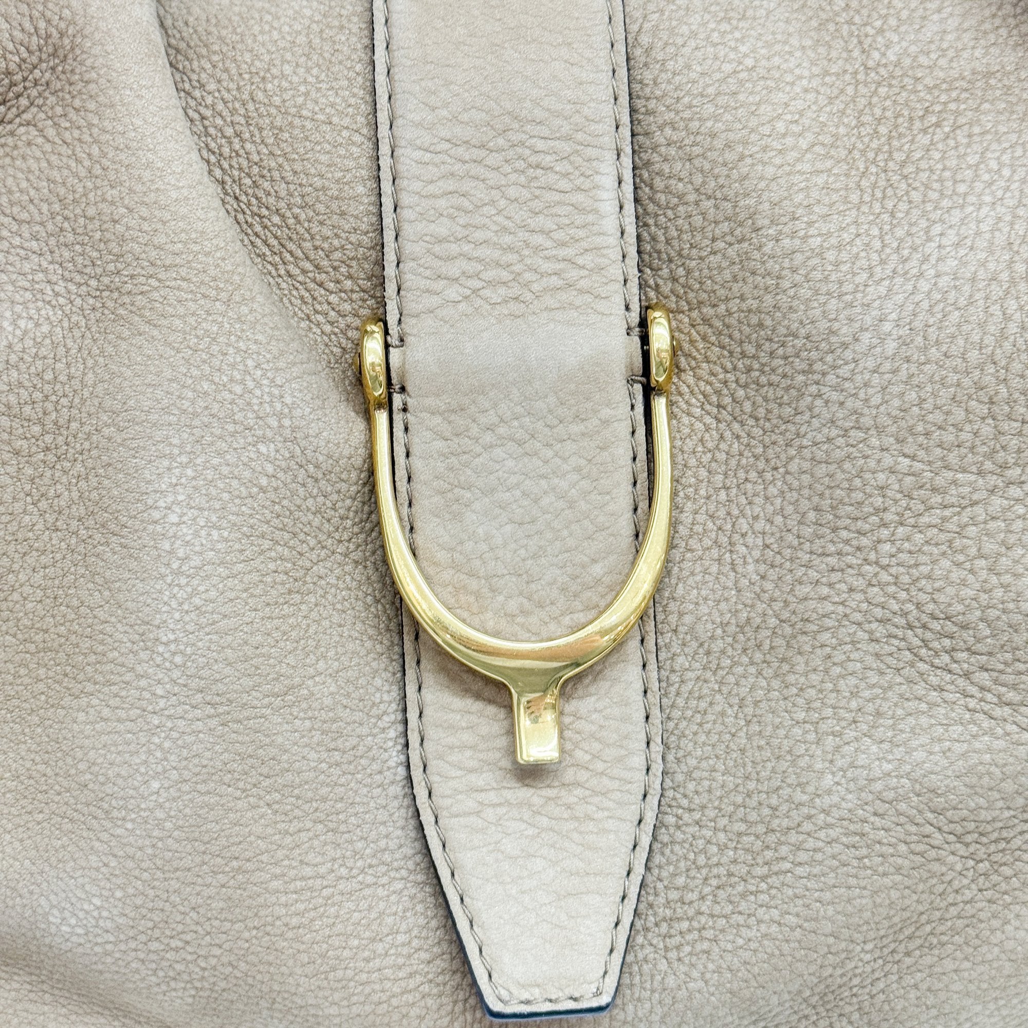 Stirrup Beige Leather Shoulder Bag
