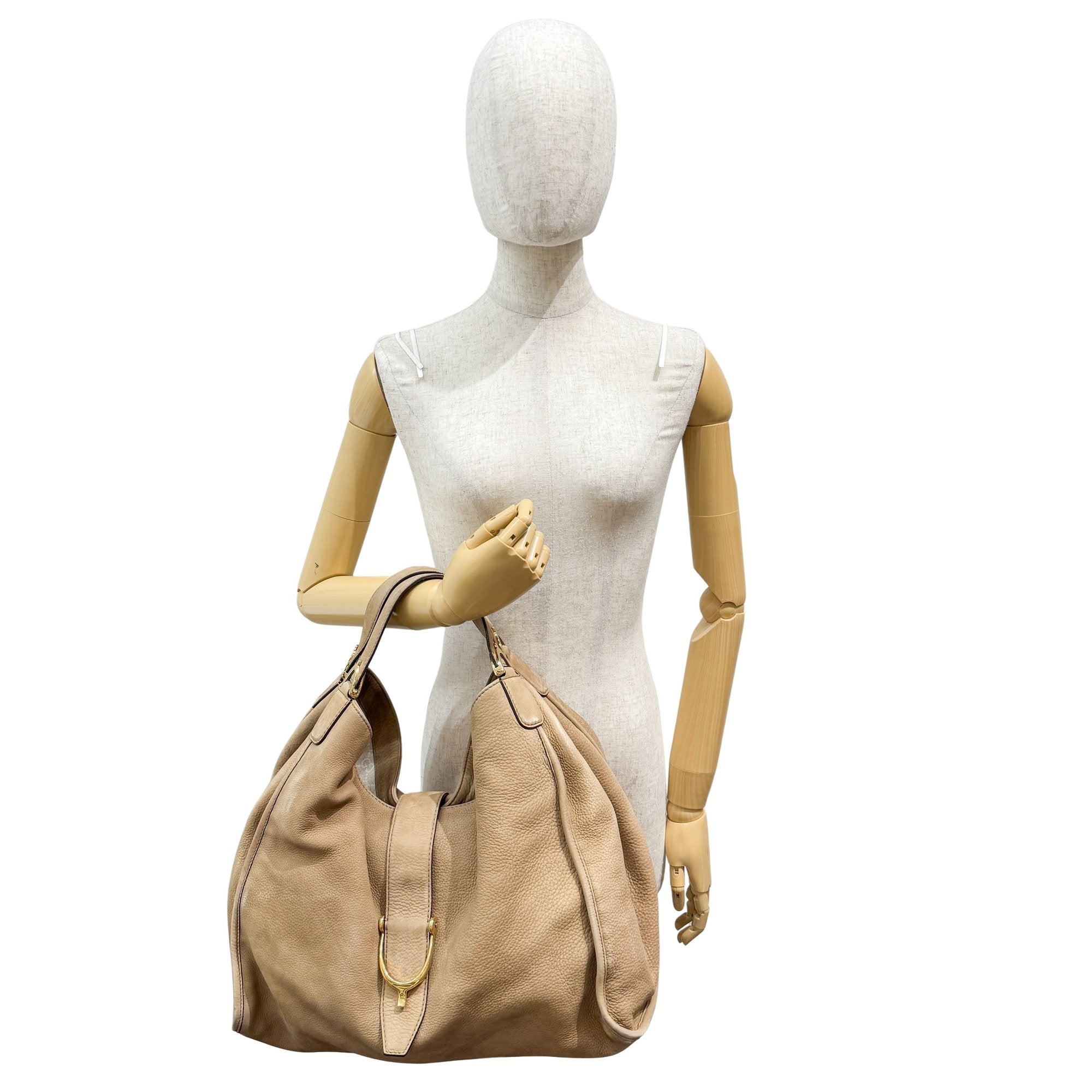 Stirrup Beige Leather Shoulder Bag