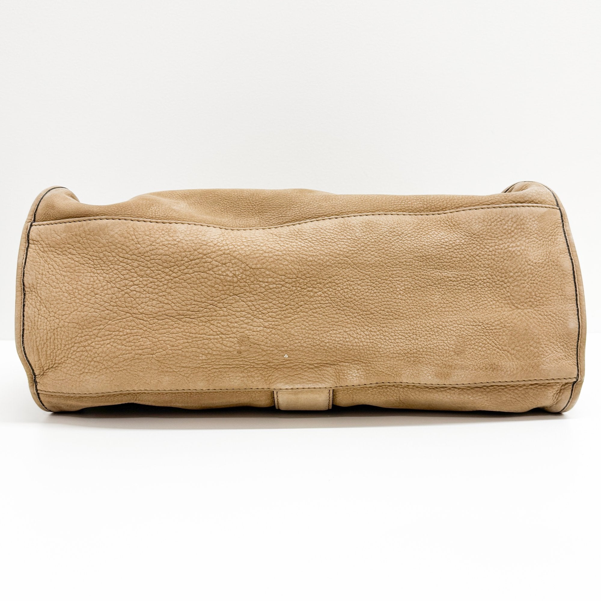 Stirrup Beige Leather Shoulder Bag