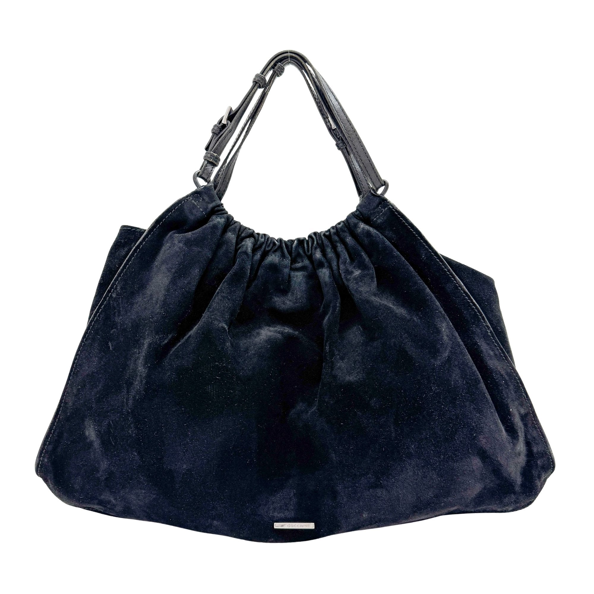 Vintage Black Suede Hand Bag