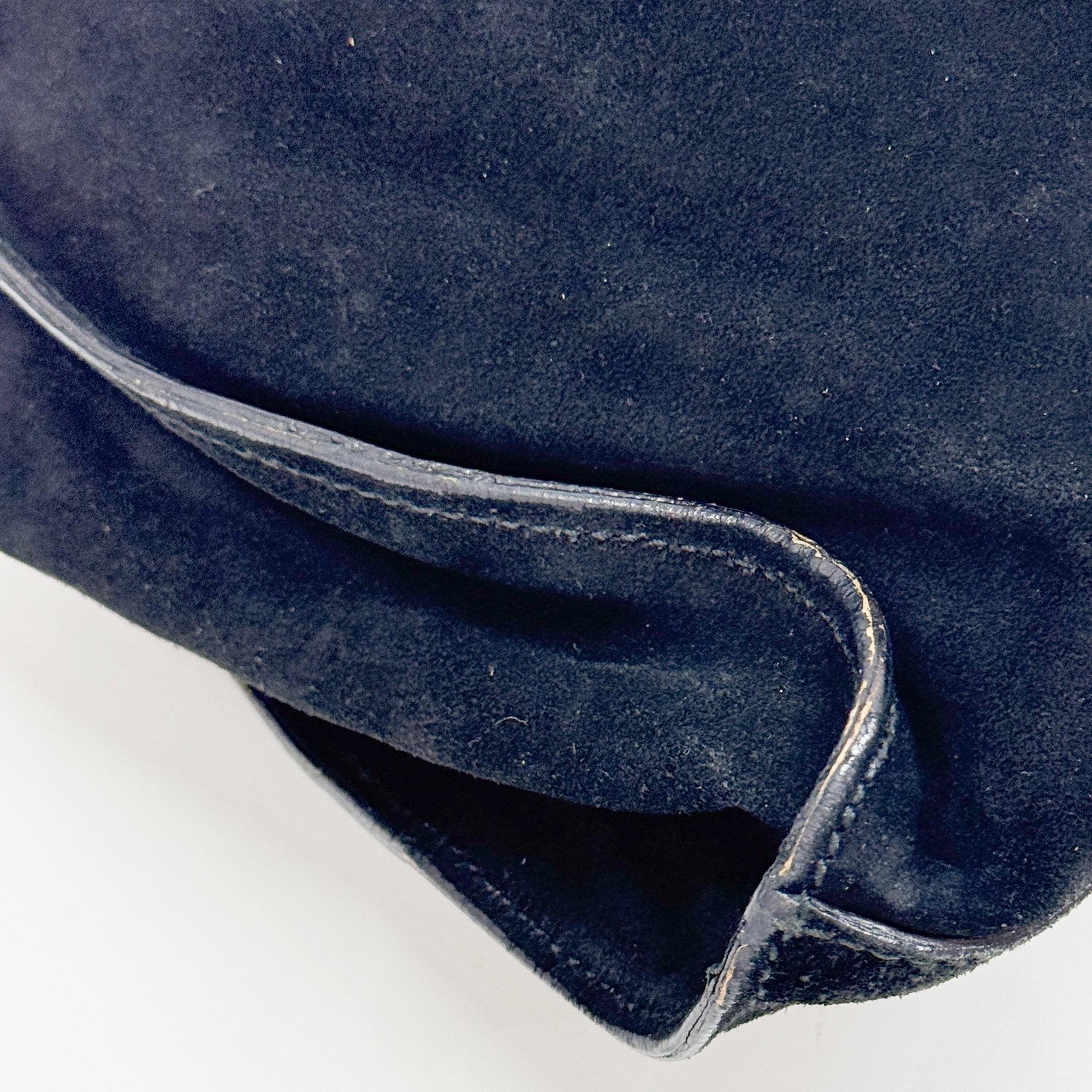 Vintage Black Suede Hand Bag