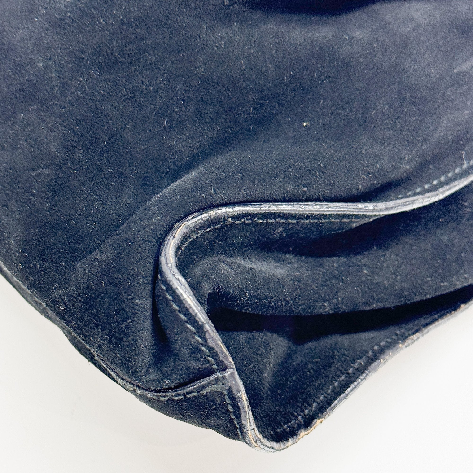 Vintage Black Suede Hand Bag