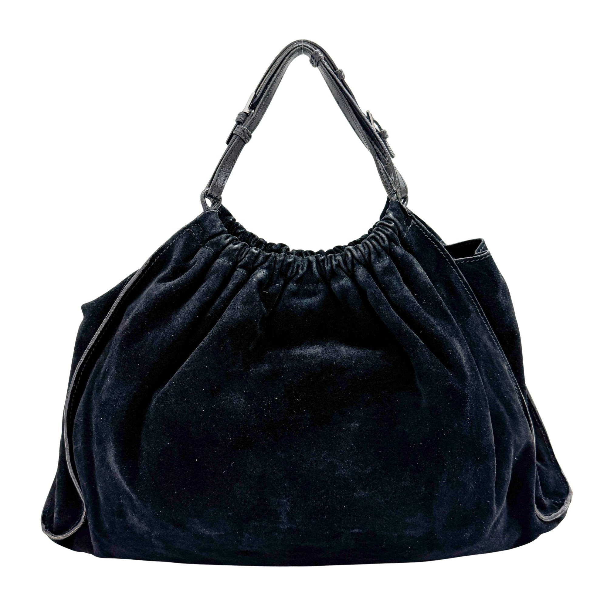 Vintage Black Suede Hand Bag