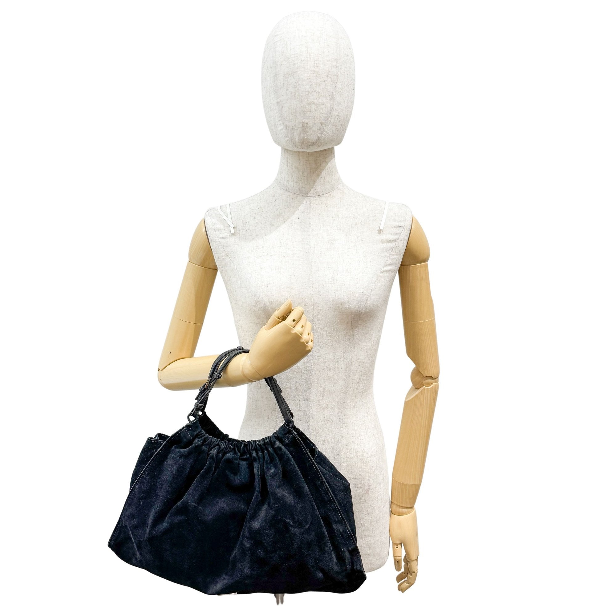 Vintage Black Suede Hand Bag