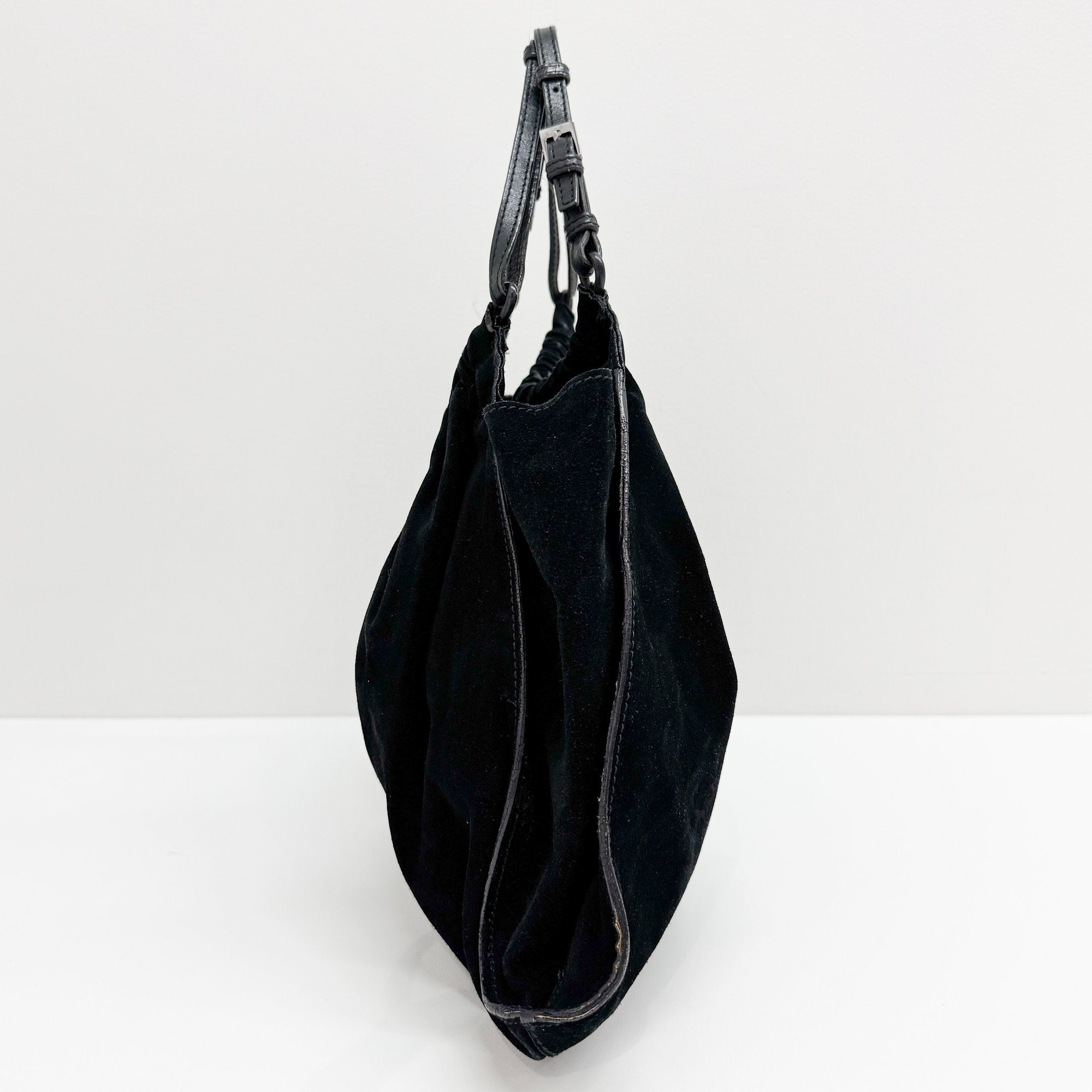 Vintage Black Suede Hand Bag