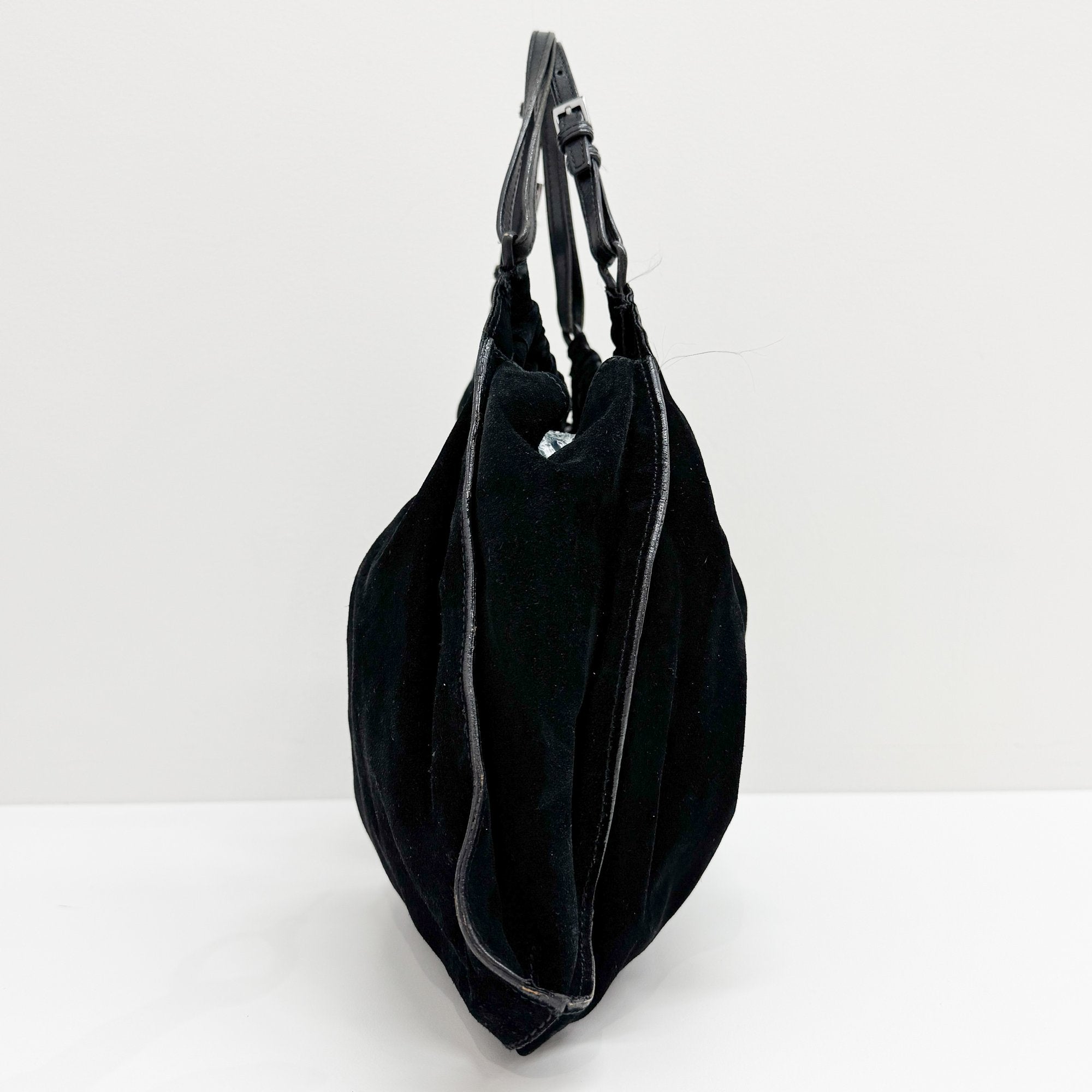 Vintage Black Suede Hand Bag