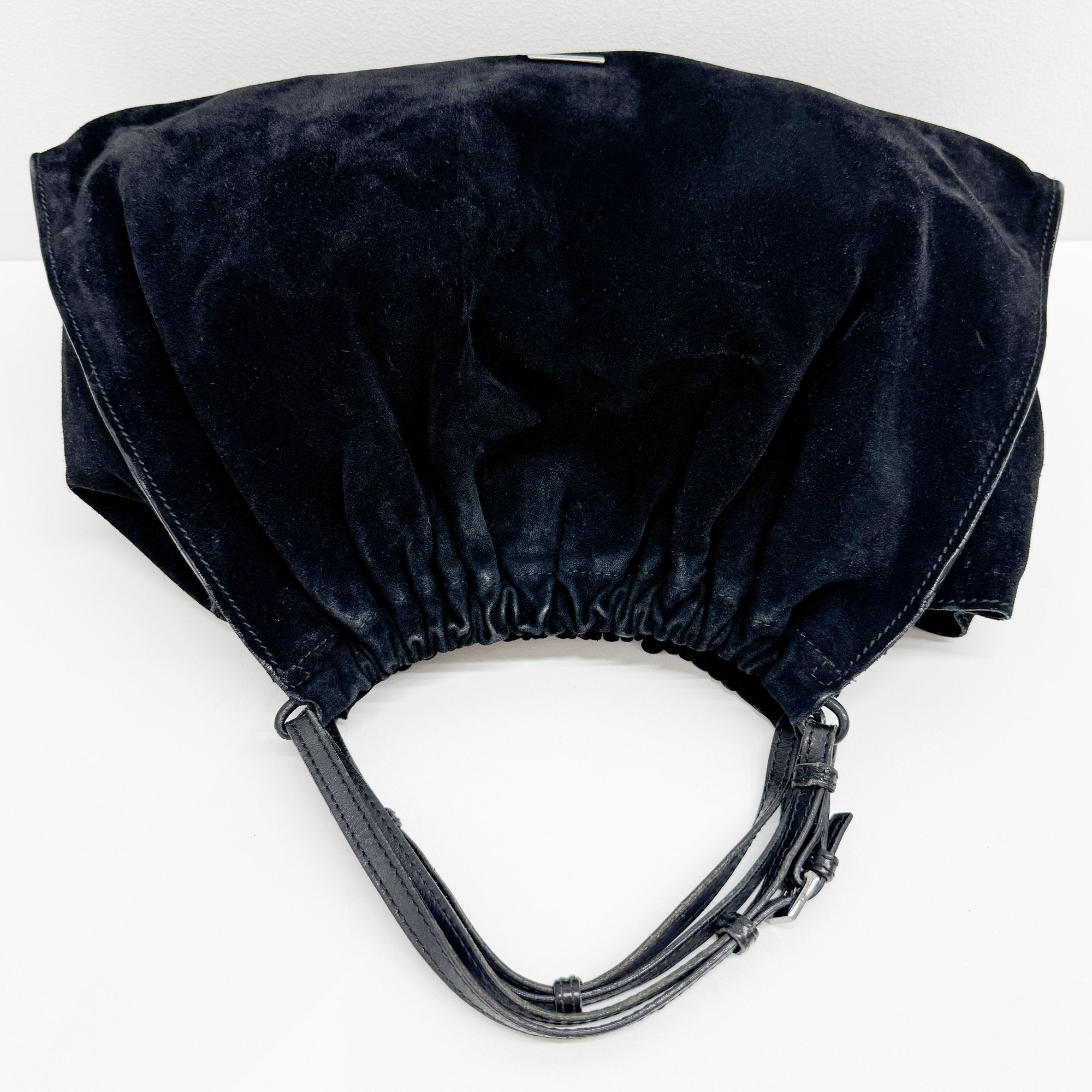 Vintage Black Suede Hand Bag