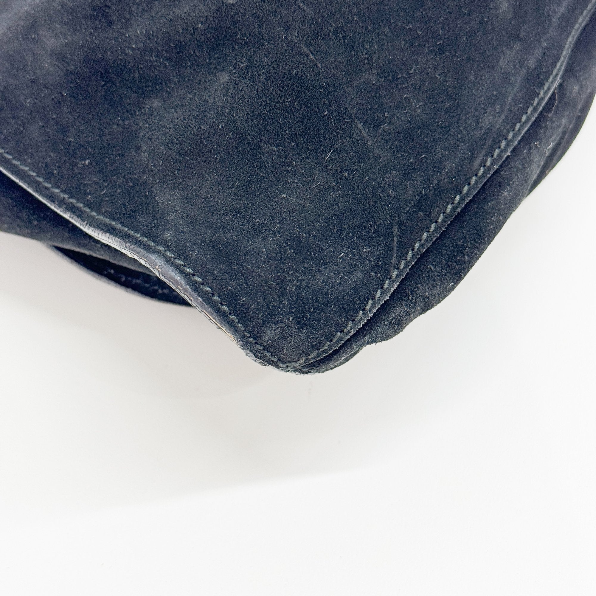 Vintage Black Suede Hand Bag