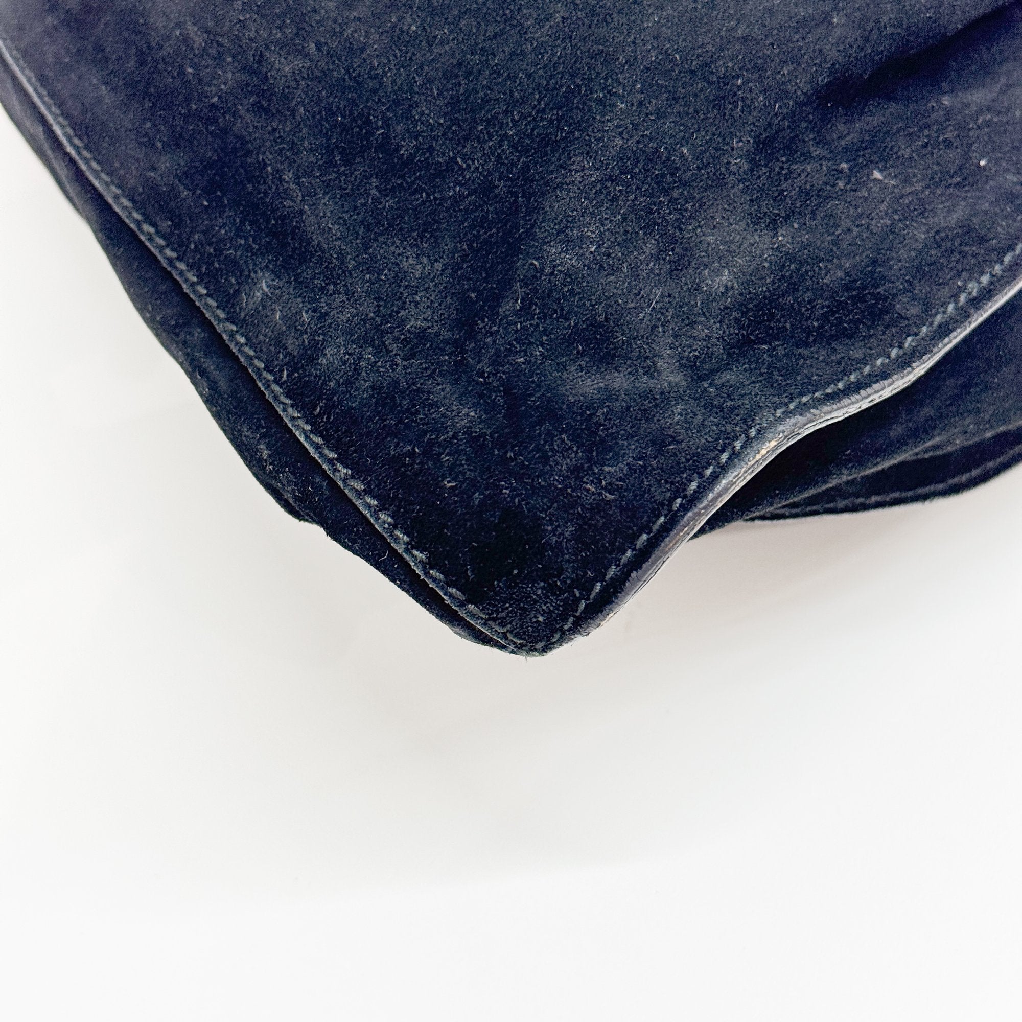 Vintage Black Suede Hand Bag