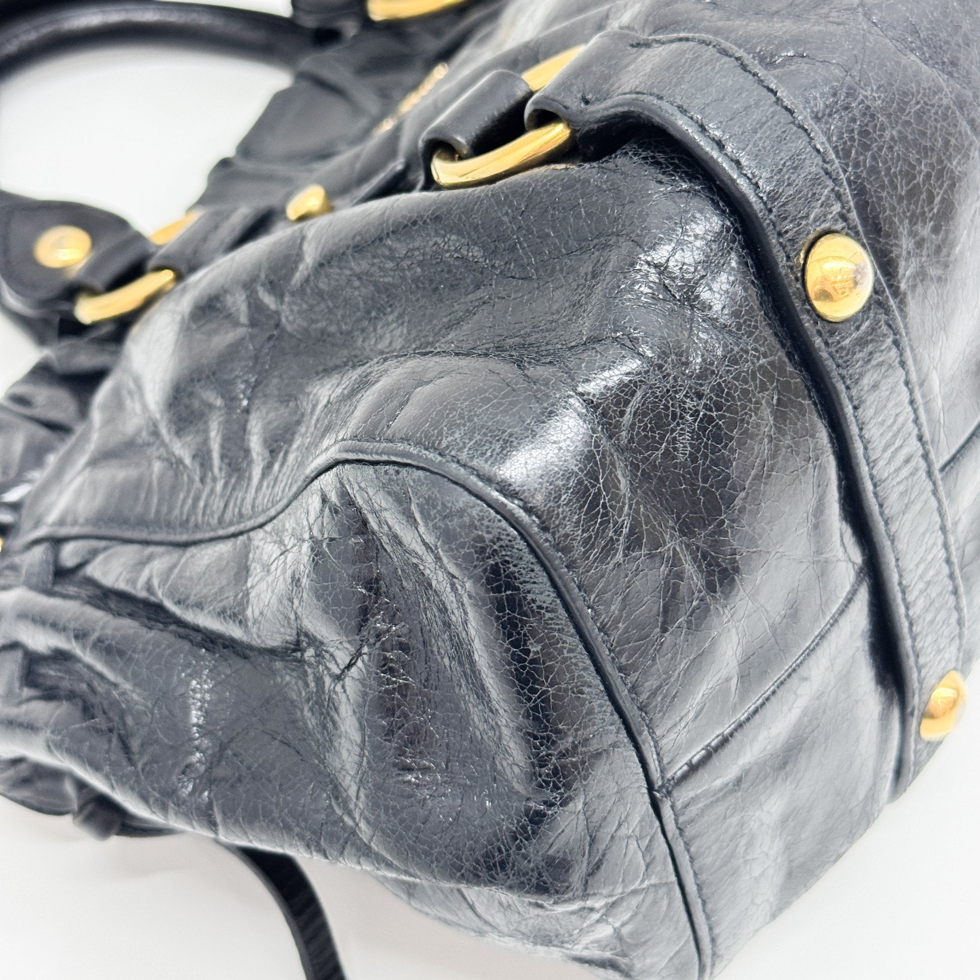 Mini Vitello Black Calfskin Leather Two Way Bag