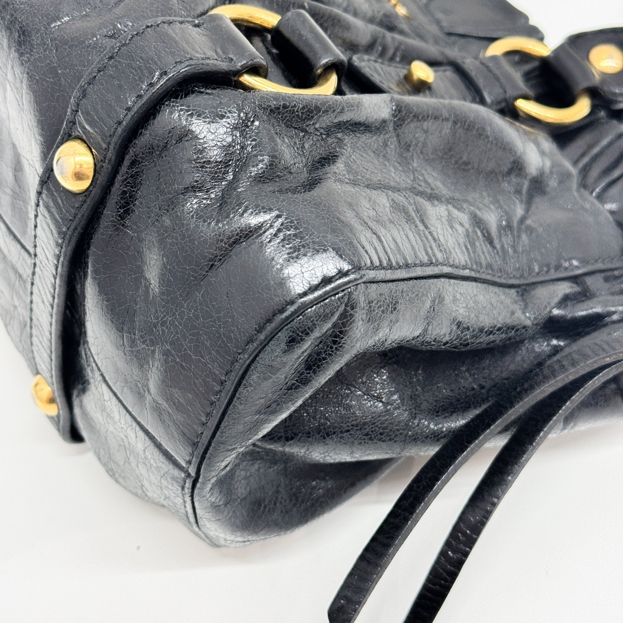 Mini Vitello Black Calfskin Leather Two Way Bag