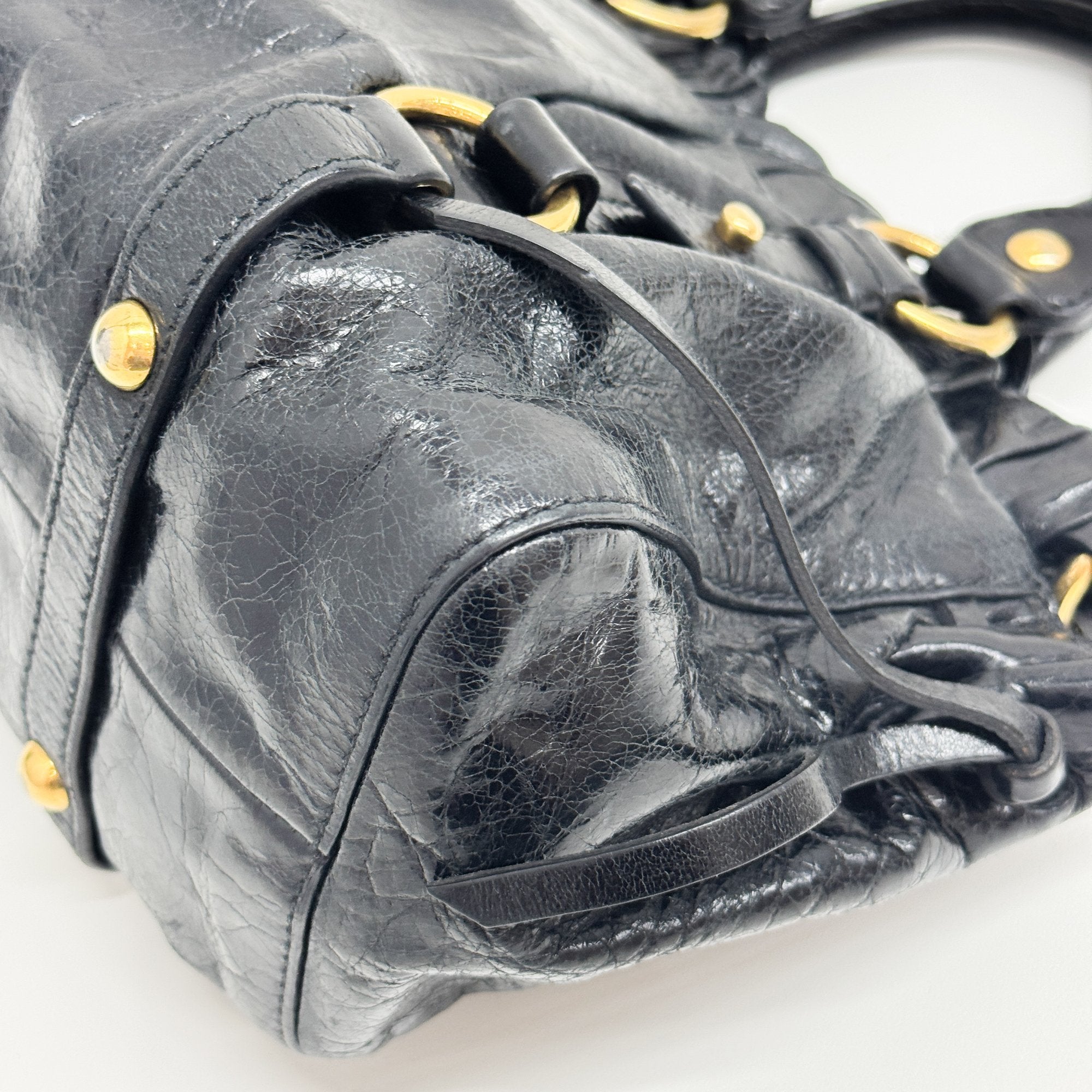 Mini Vitello Black Calfskin Leather Two Way Bag