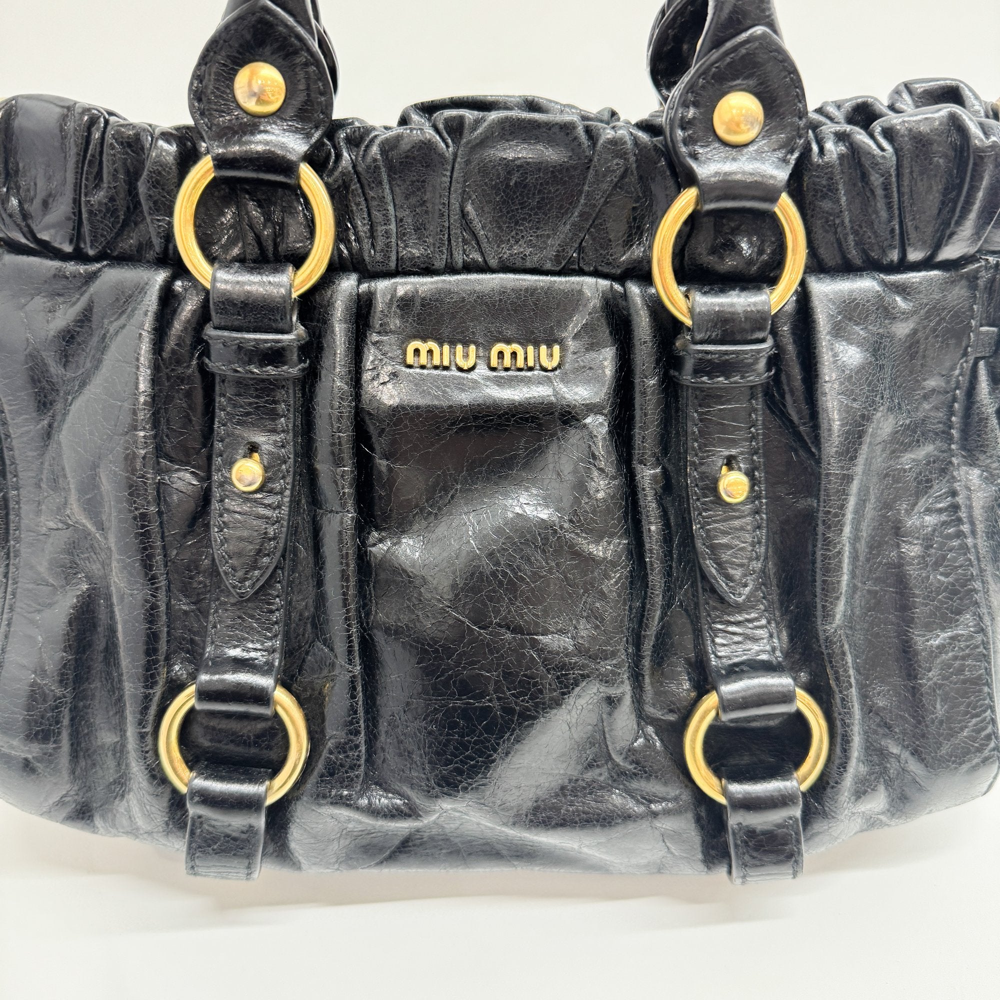 Mini Vitello Black Calfskin Leather Two Way Bag