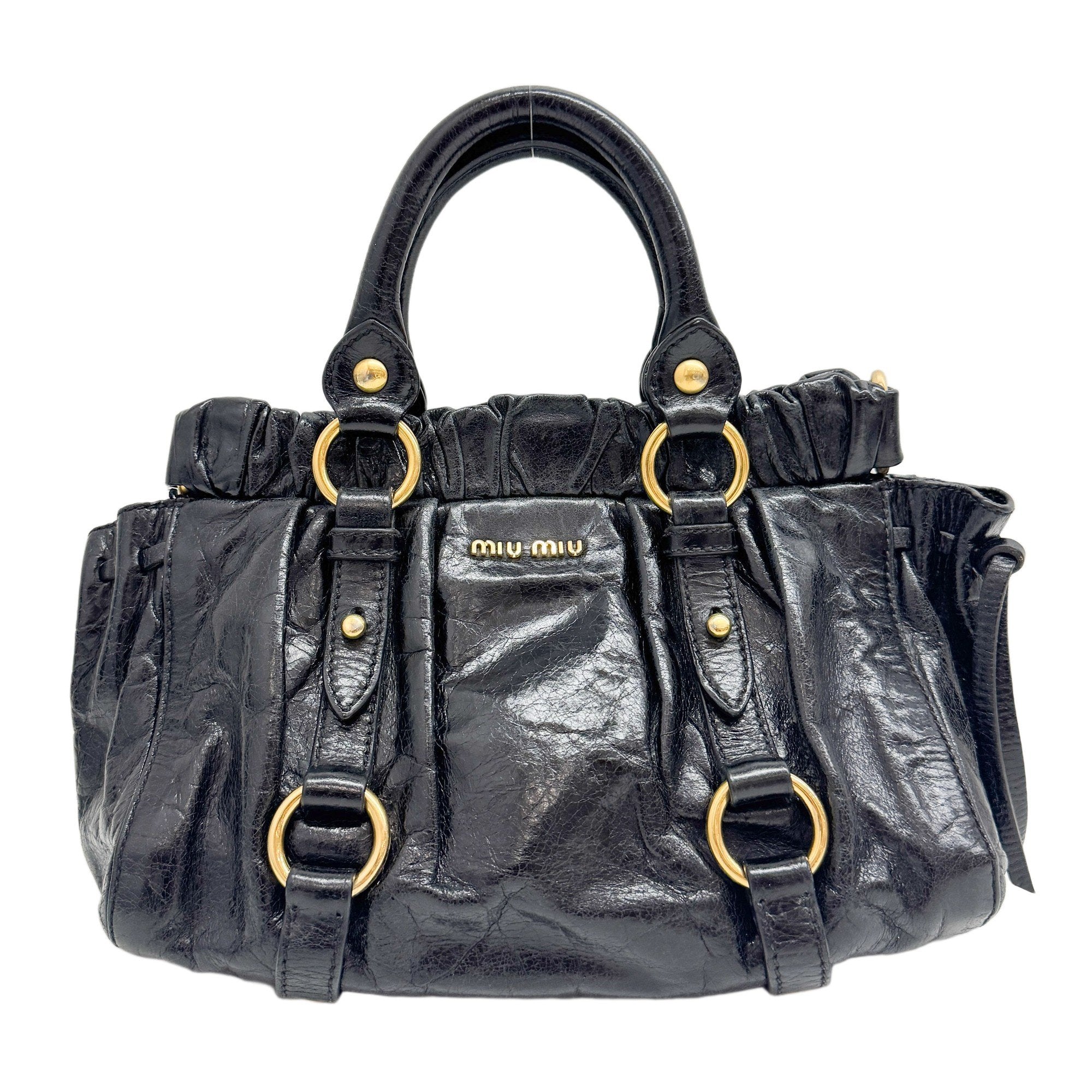 Mini Vitello Black Calfskin Leather Two Way Bag