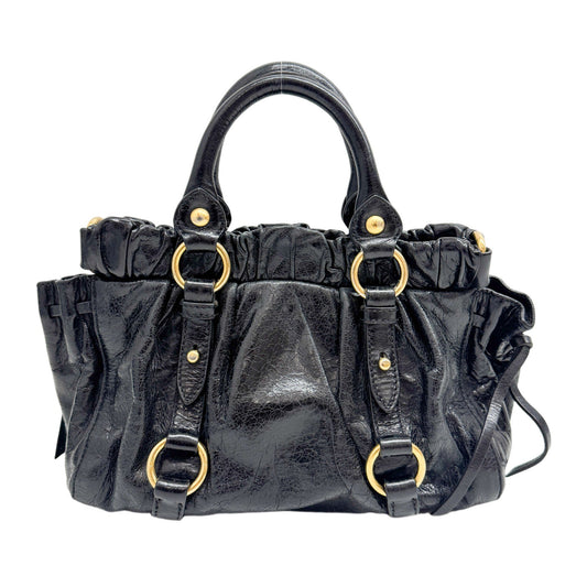 Mini Vitello Black Calfskin Leather Two Way Bag