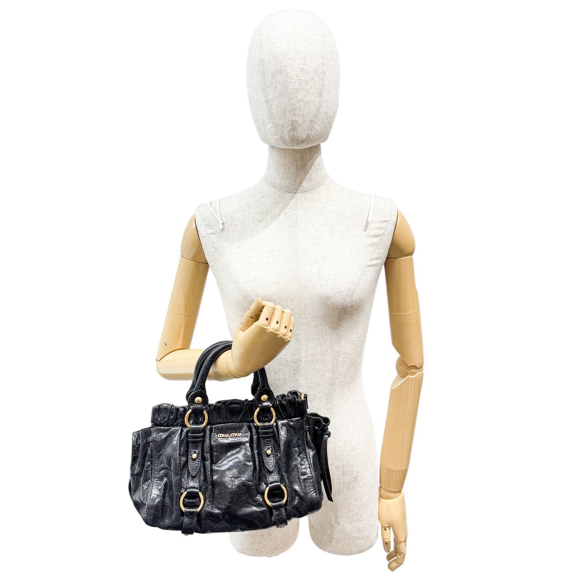 Mini Vitello Black Calfskin Leather Two Way Bag