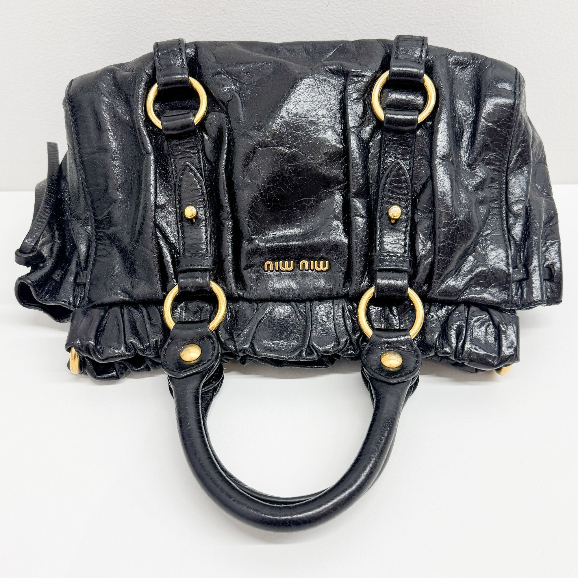 Mini Vitello Black Calfskin Leather Two Way Bag